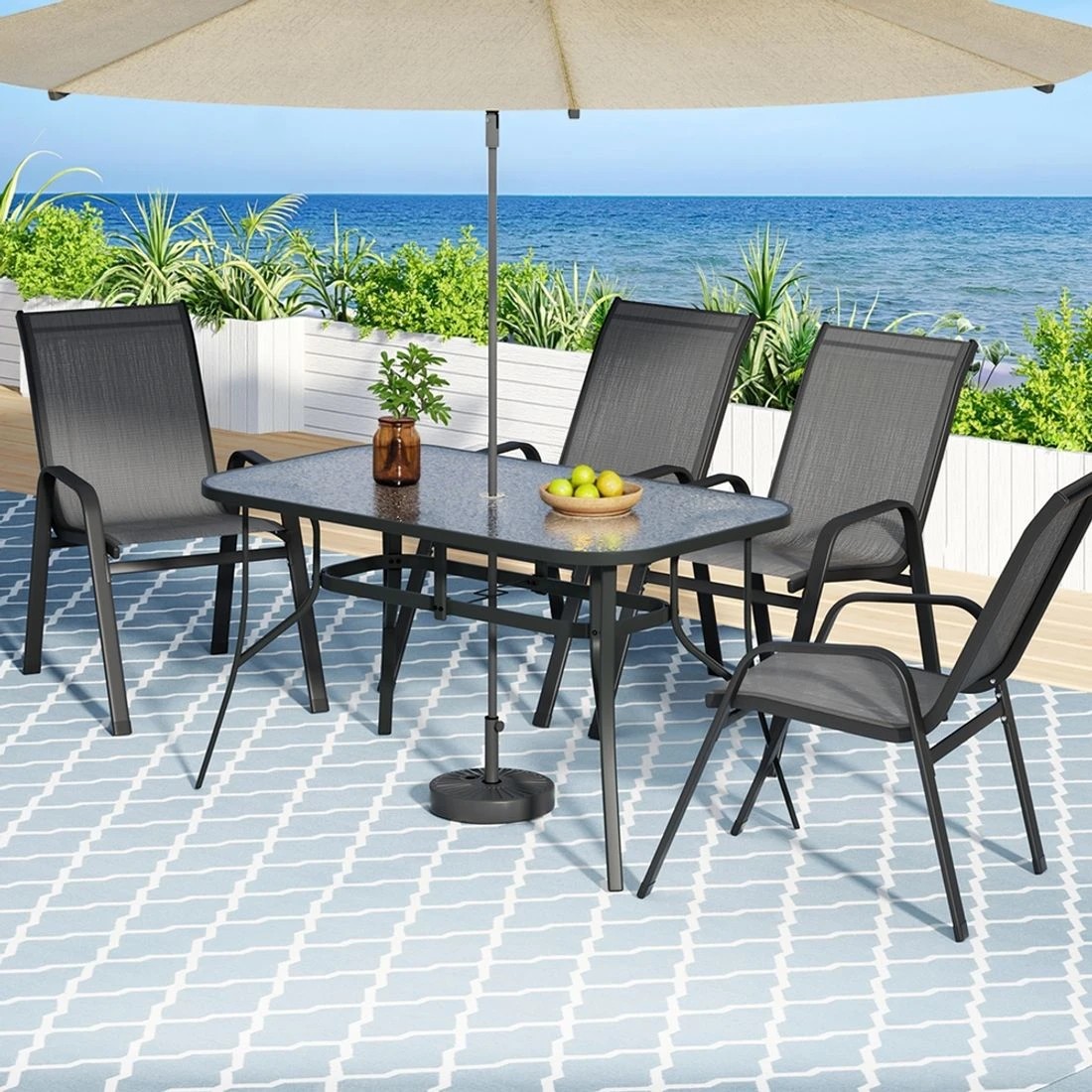 7 Gardeon 5PC Outdoor Dining Set Table and Chairs - Grey, 7 of 7