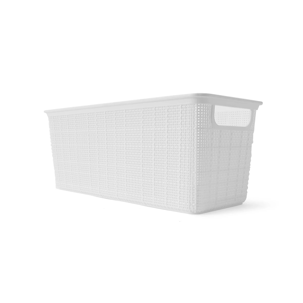 1 4.5L Linen Weave Rectangle Basket - White, 1 of 8