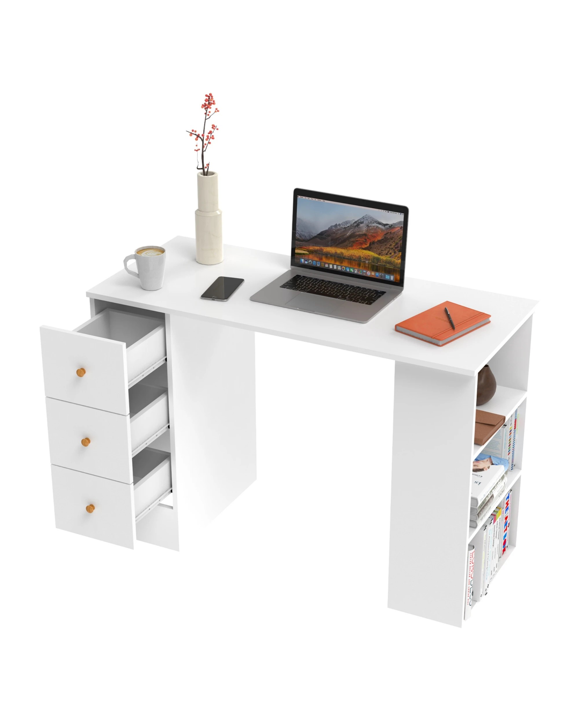 1 Advwin Computer Desk With Drawers Open Storage Shelf, 1 of 9