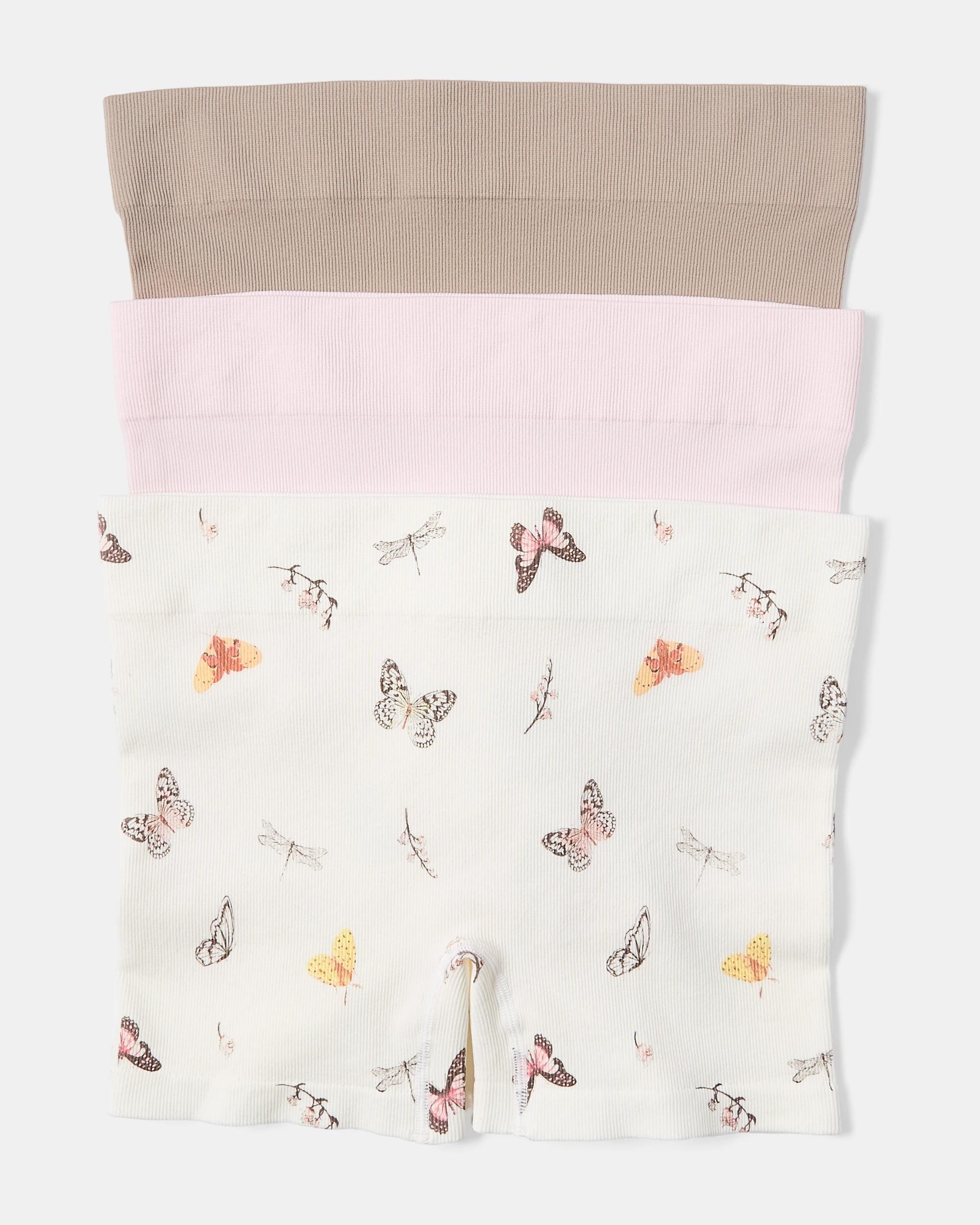 1 3 Pack Seamfree Rib Boyshorts Butterfly, 1 of 10