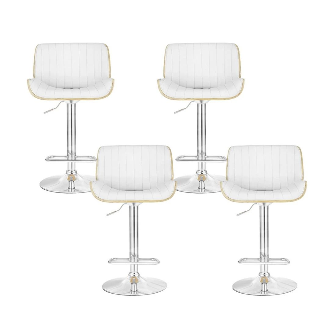 3 Artiss 4x Bar Stools Adjustable Leather Chairs - White, 3 of 6