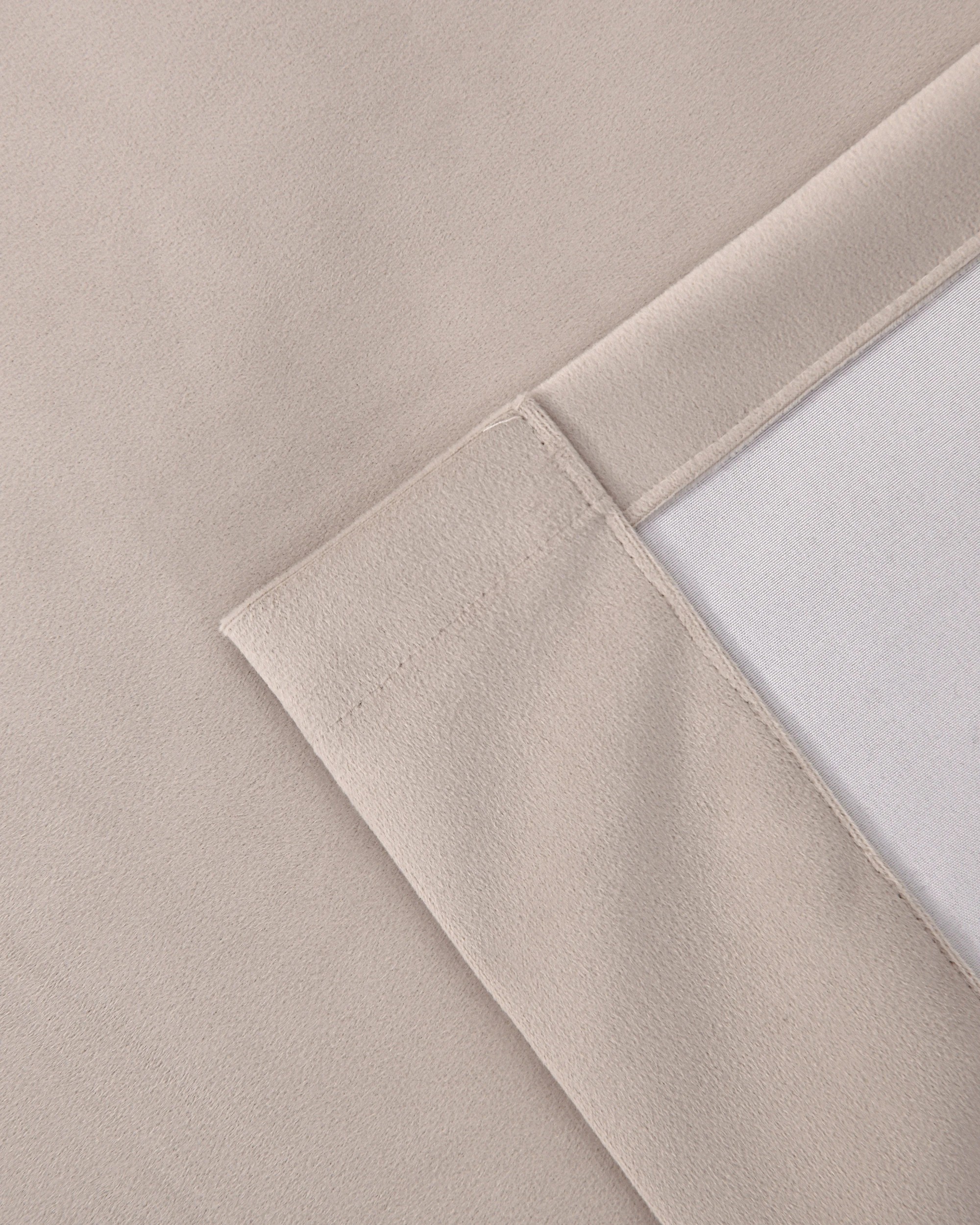 5 Cadence & Co. Byron Matte Velvet 100% Blockout Eyelet Curtains Twin Pack 90x223cm - Oat, 5 of 6