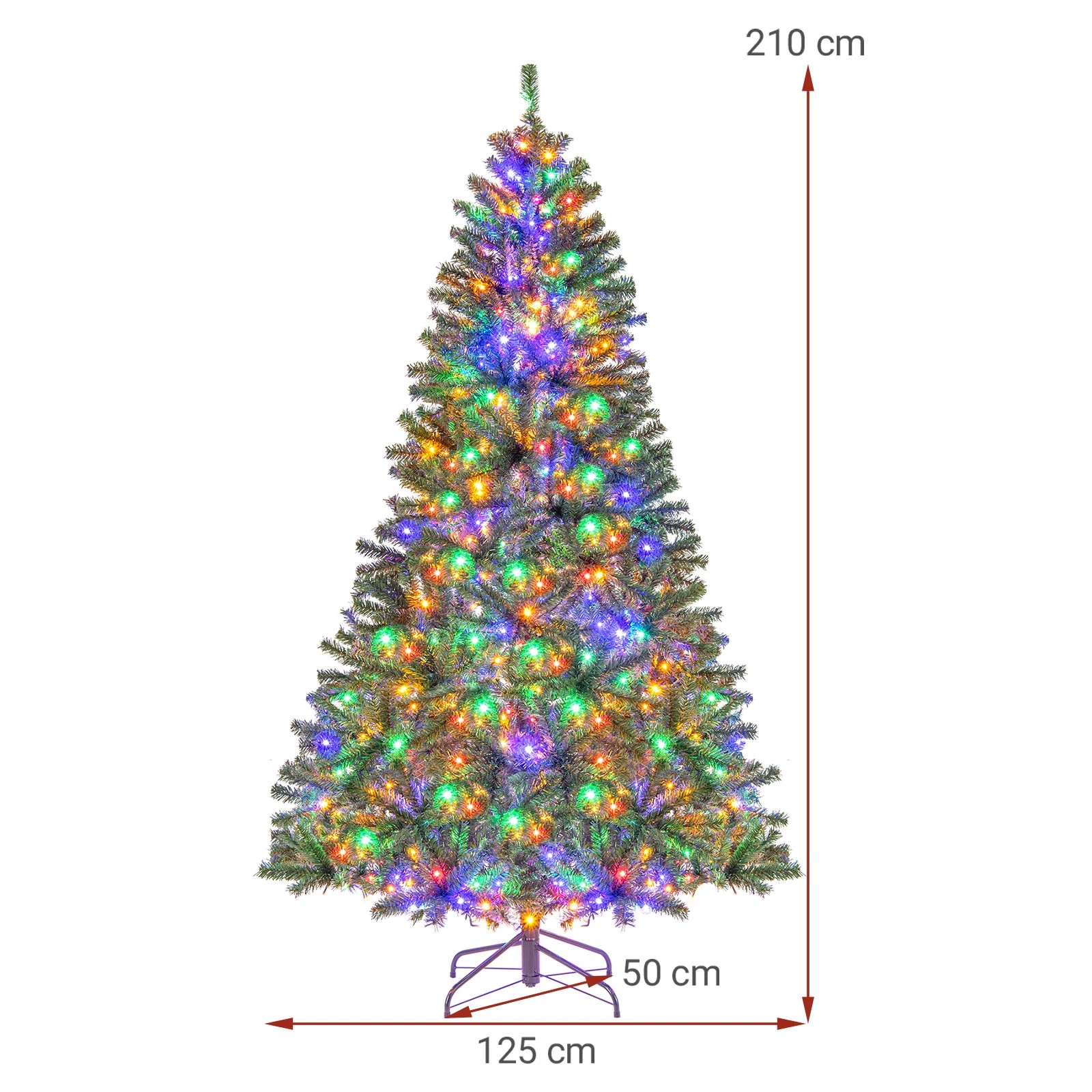 2 Costway 2.1M Pre-Lit Artificial Christmas Tree w/930 Multicolored LEDs Hinged Holiday Xmas Tree, 2 of 6