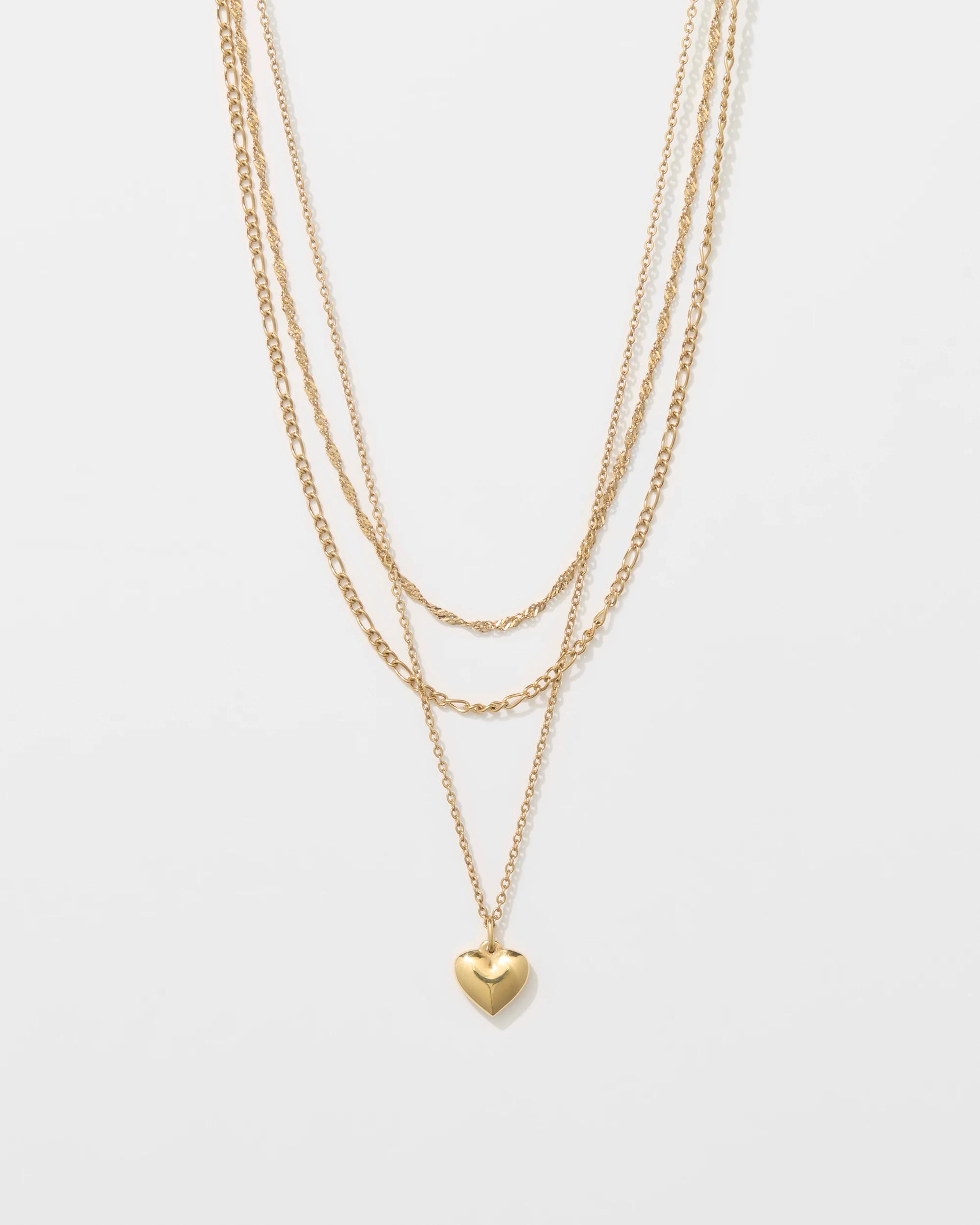 1 Target Waterproof 3 Pack Puffy Heart Necklace Set GOLD, 1 of 1