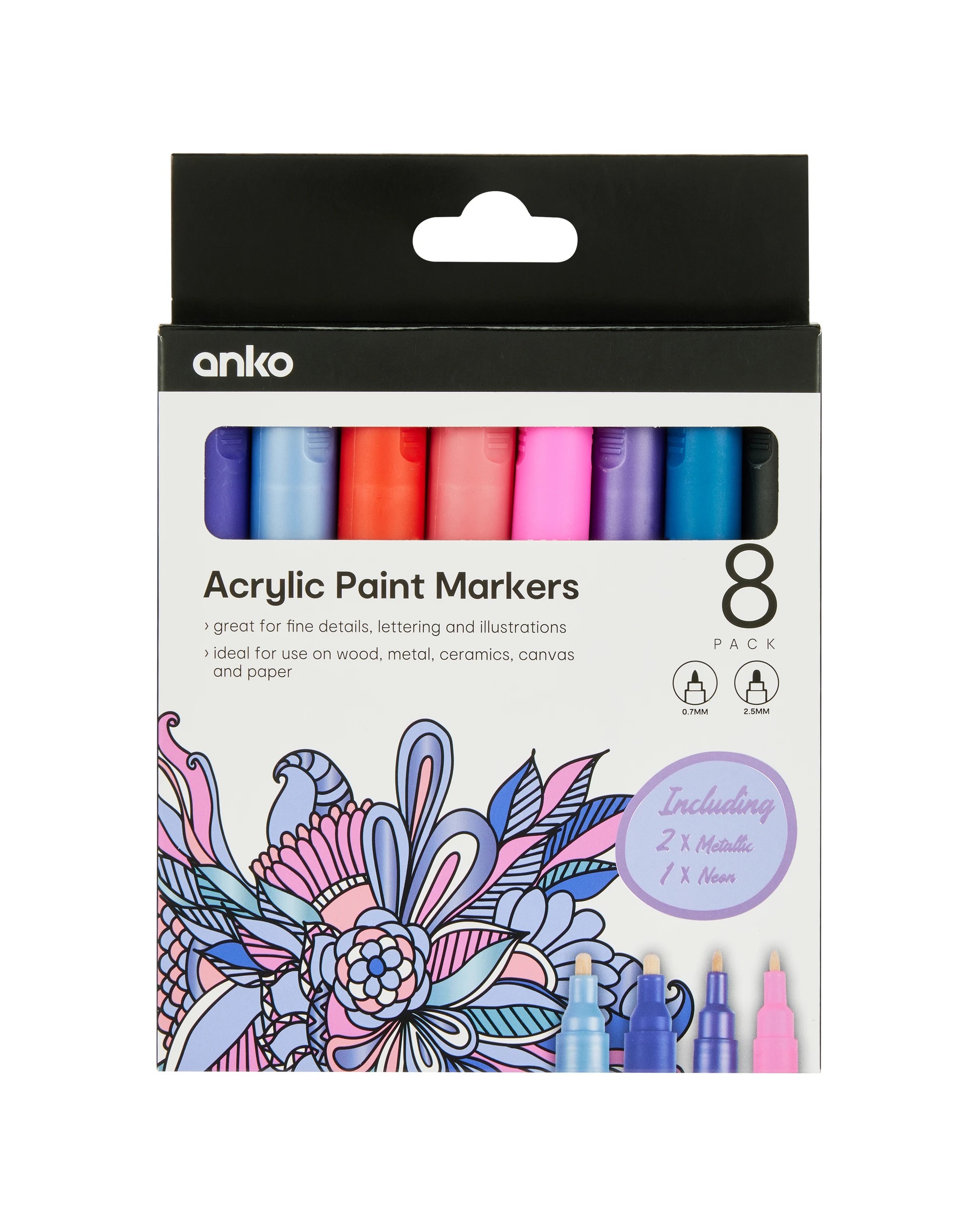 1 8 Pack Acrylic Paint Markers - Purple, 1 of 7