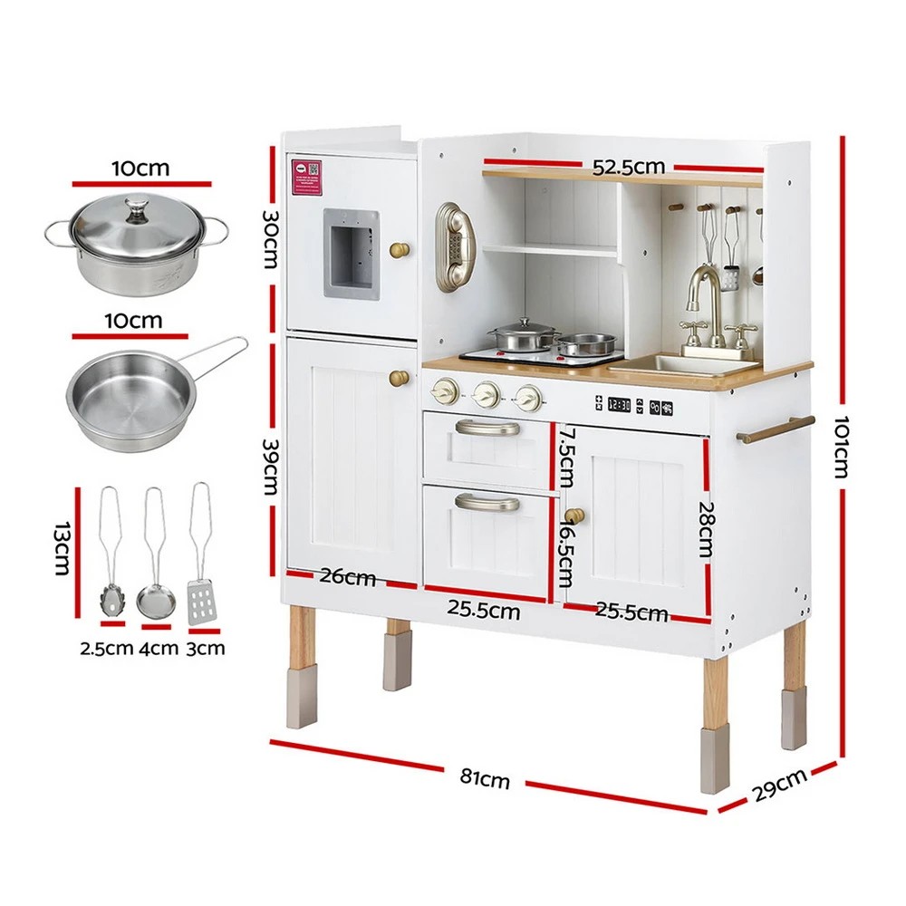 2 Keezi Kids Kitchen Play Set en Pretend Toys Cooking Children Storage  en - Gold, 2 of 7