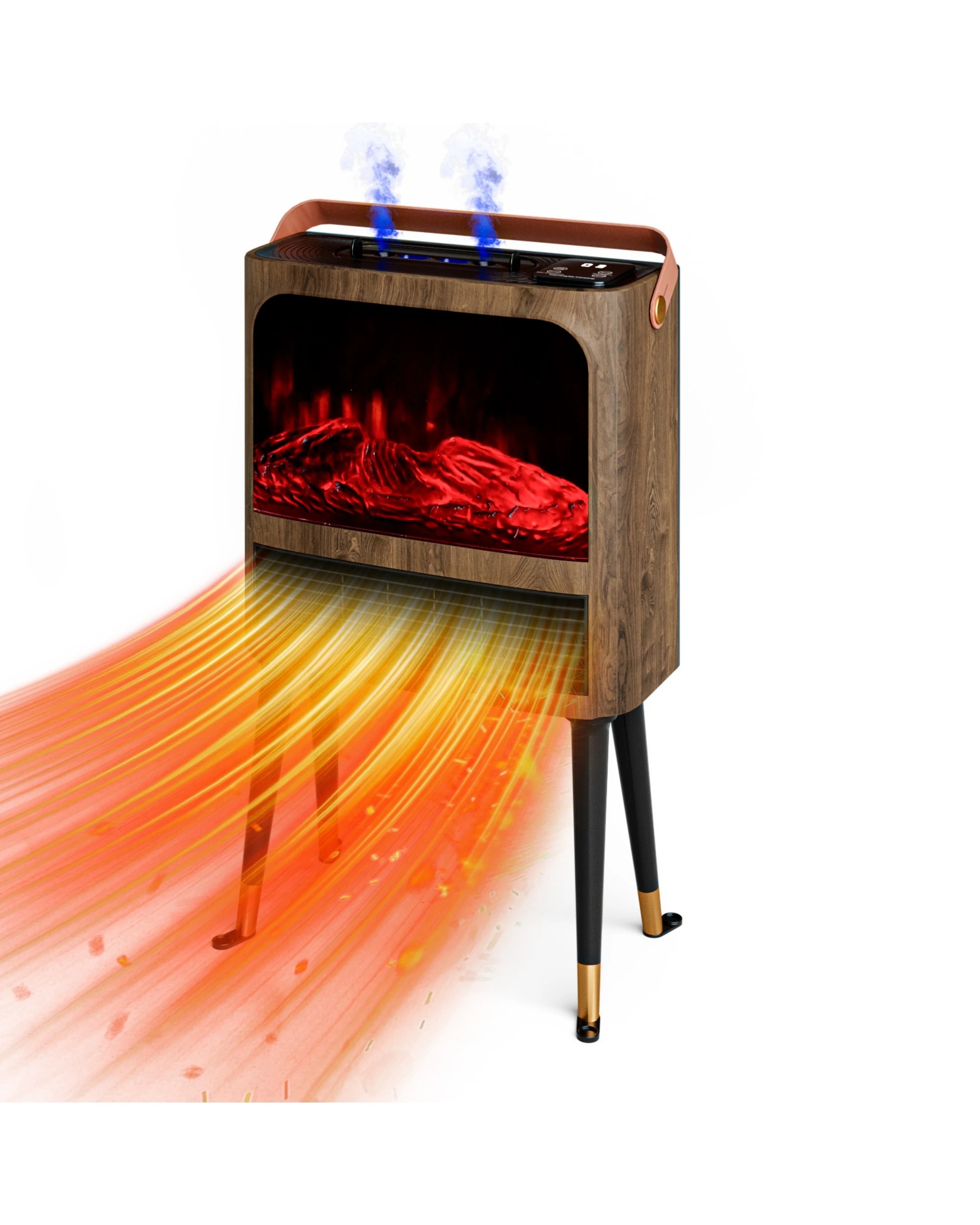 1 Advwin Space Heater Electric Fireplace with Humidifier 3D Realistic Flame 12H Timer 3 Speeds, 1 of 6