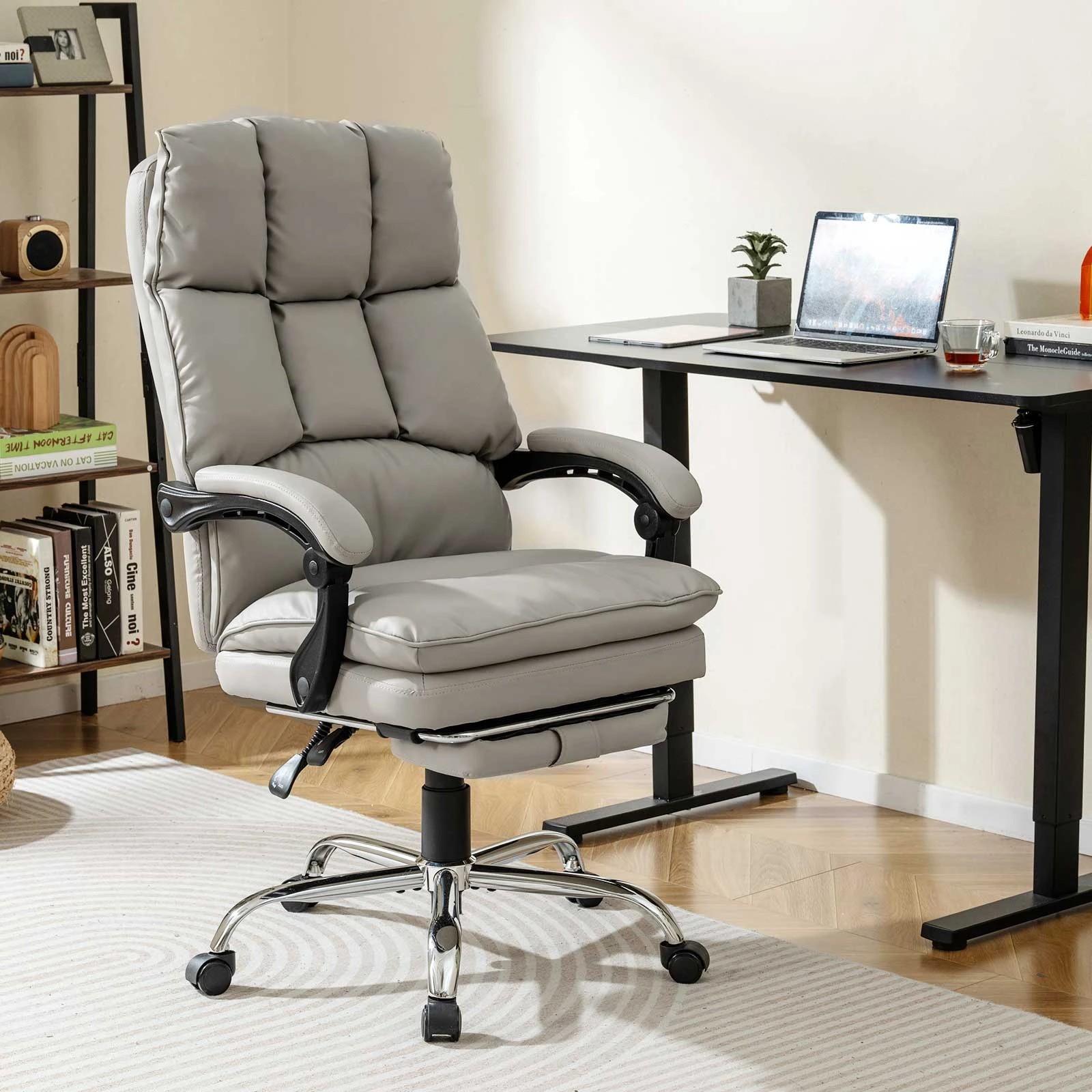 2 Costway Home Office Chair Reclining Gaming Swivel Task Chair Adjustable Computer Armchair Recliner, 2 of 4