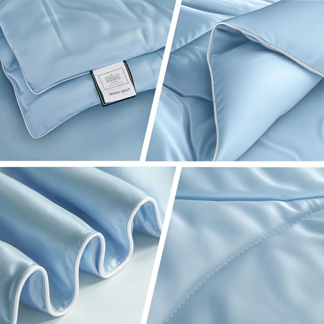 7 Giselle Tencel Quilt 200GSM Summer Quilts Comforter Doona Light Weight Soft Throw Blanket Super King - Blue, 7 of 9