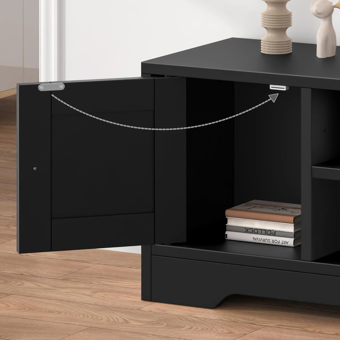 8 Alfordson TV Cabinet Entertainment Unit Stand Hamptons 120cm Storage - Black, 8 of 10