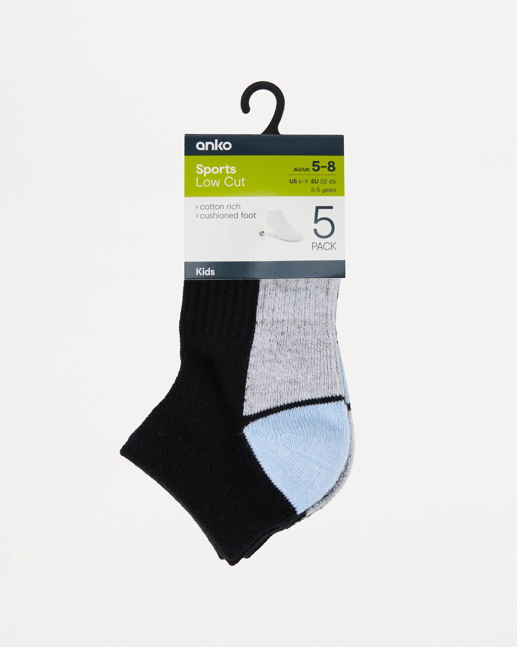 3 5 Pack Active Kids Low Cut Socks Blk Stripe, 3 of 3