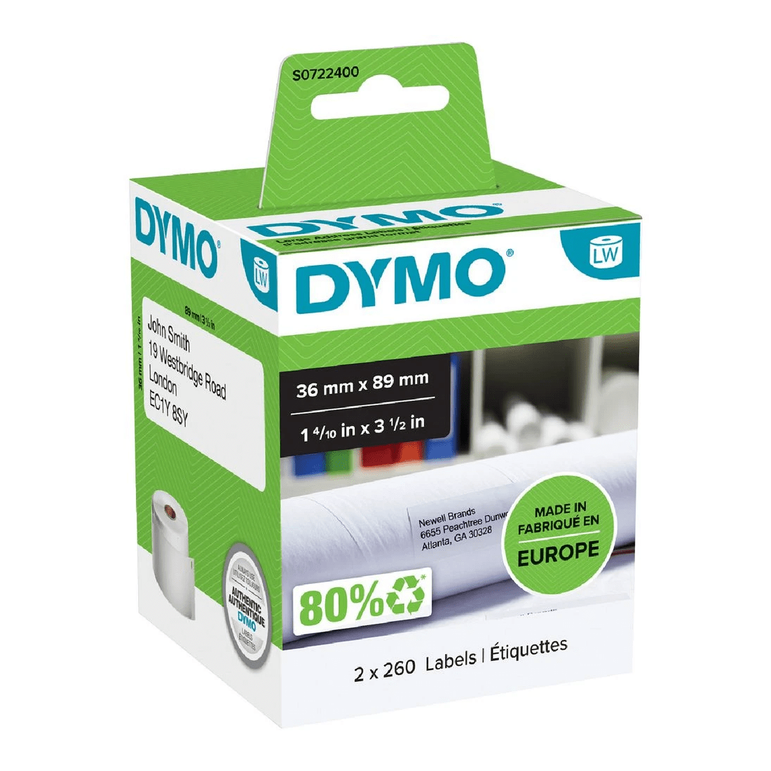 1 DYMO LabelWriter Address Labels 89 x 36mm 99012, 1 of 10