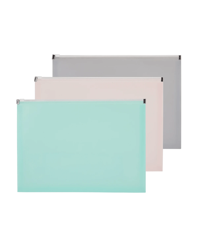 3 Pack A4 Zipper Document Wa
