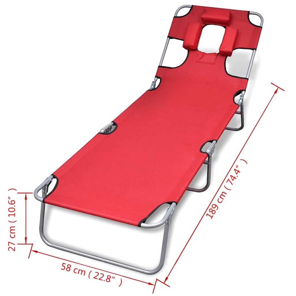 7 vidaXL Sun Lounger Foldable - Red, 7 of 7