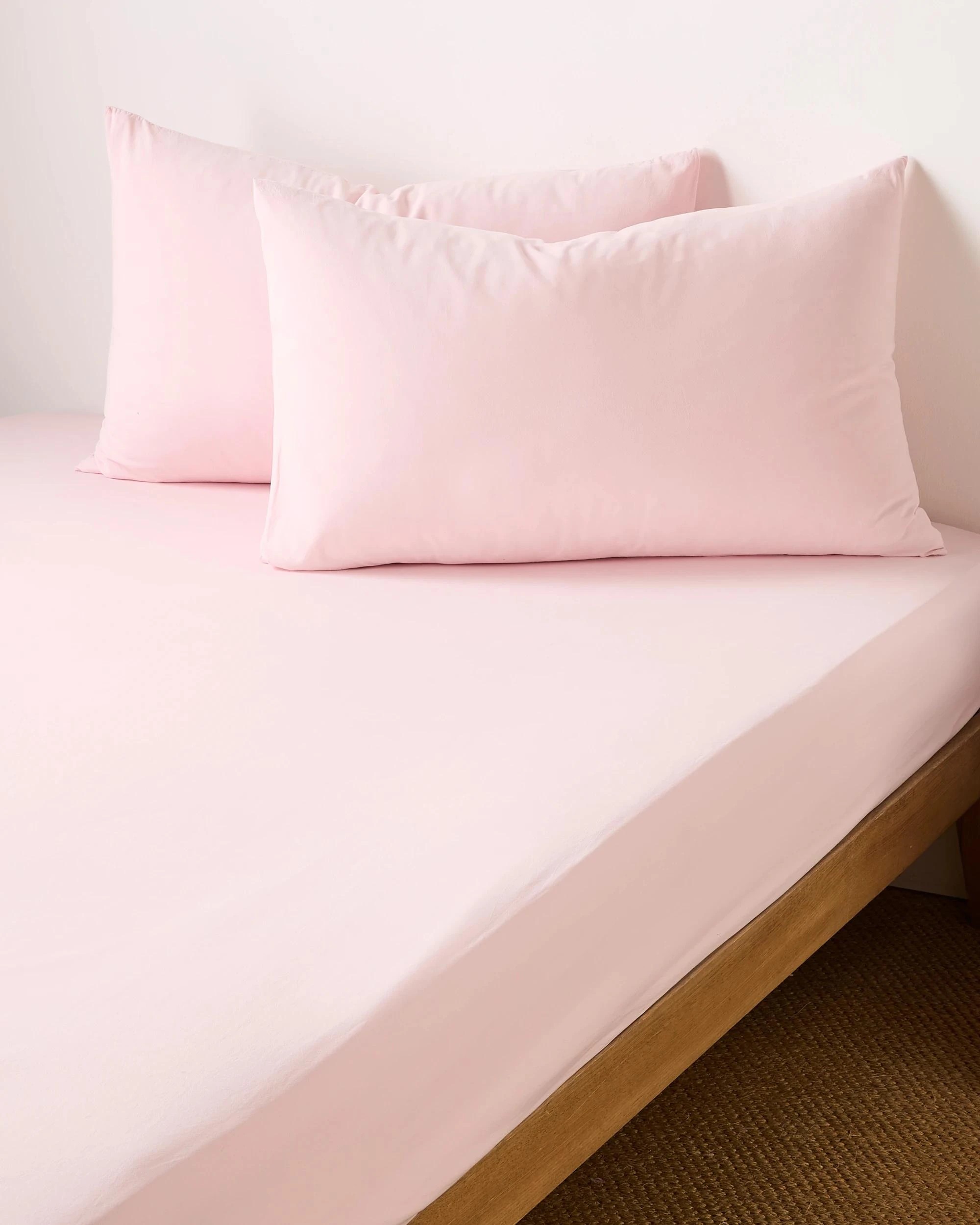 2 Arlo Cotton Stonewash Fitted Sheet - Queen Bed - Pink, 2 of 2