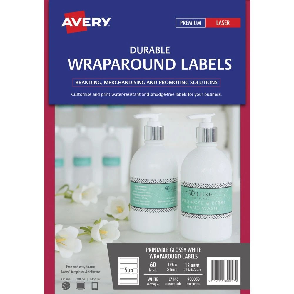 2 Avery 5UP Laser Durable Wraparound Labels 12 Sheets, 2 of 6