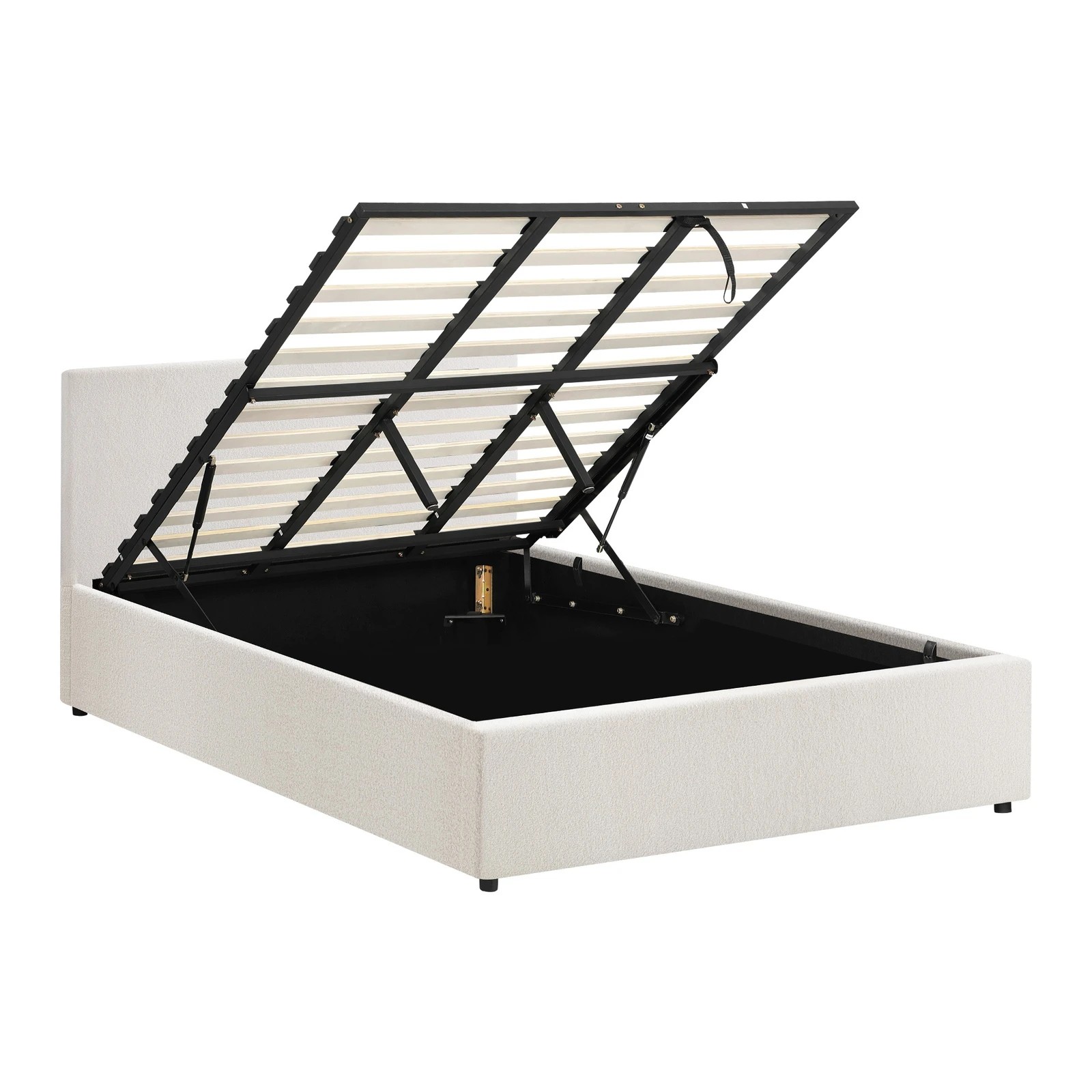 9 Oikiture King Bed Frame Gas Lift Base With Storage Boucle
 - White, 9 of 10