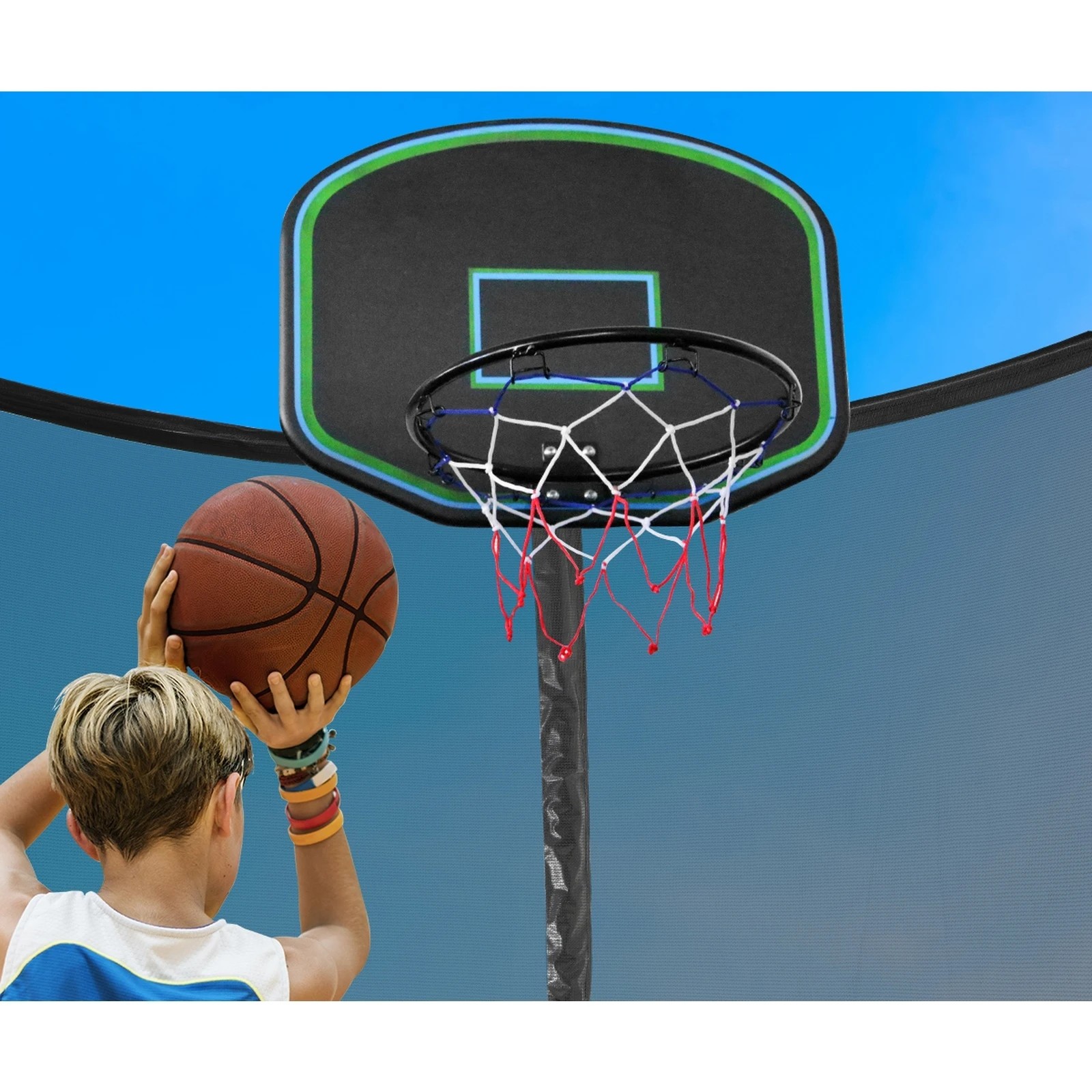 7 Mazam 10ft Trampoline Kids Tramplines Safety Net Basketball Set Ladder Round
 - Multi, 7 of 10