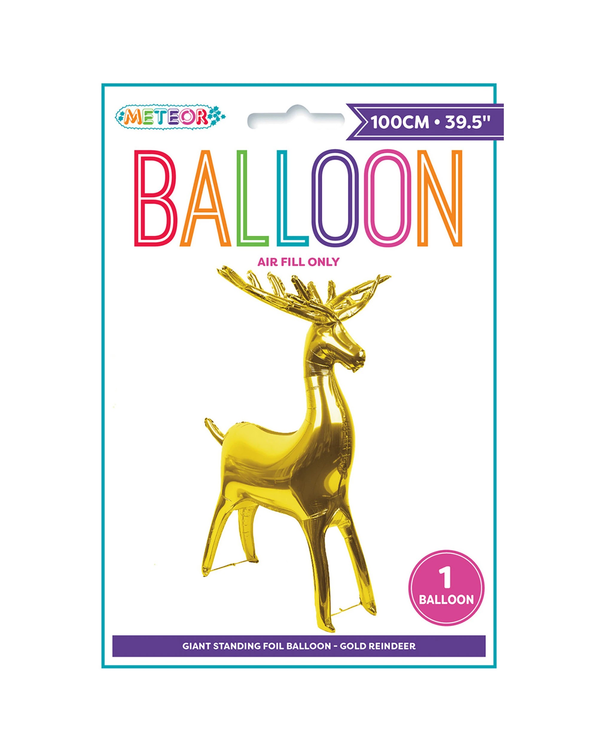 2 Meteor Reindeer Standing Air Fill Foil Balloon 100cm - Gold, 2 of 2