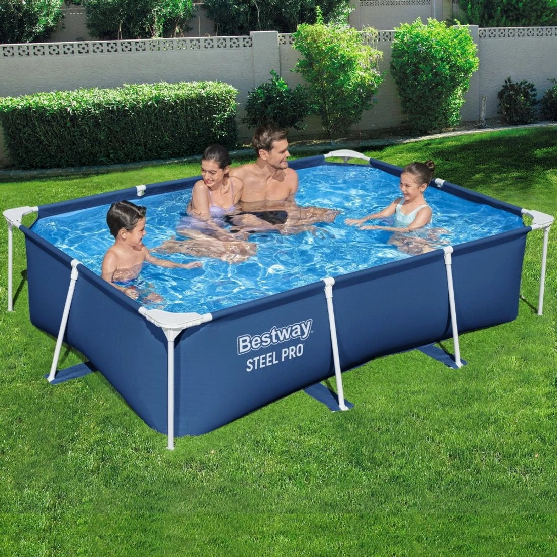 3 Bestway Swimming Pool 259x170x61cm Steel Frame Above Ground Family Pool 2300L Easy Setup Durable Splash Fun - Multi, 3 of 4