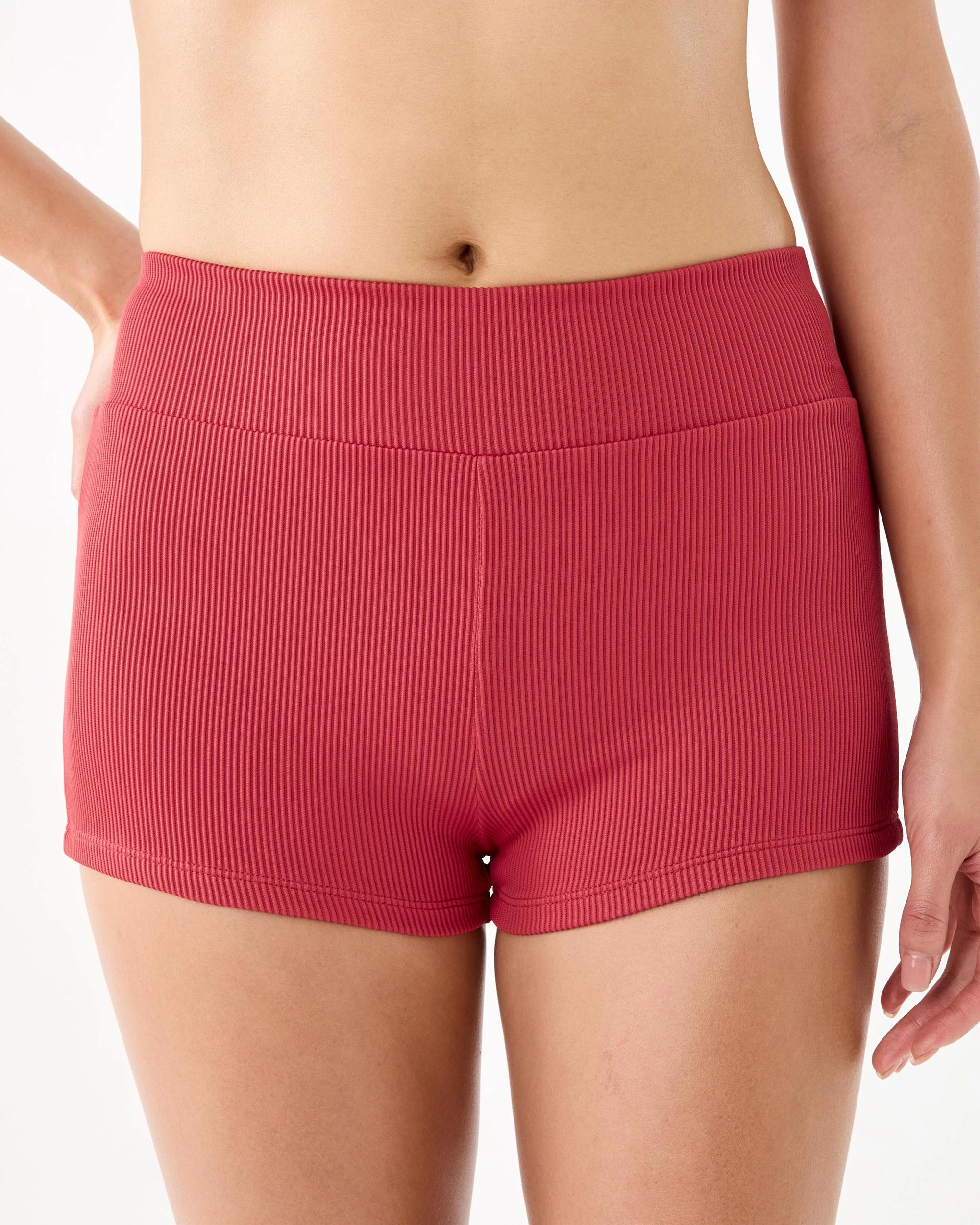 1 Ribbed Swim Bike Shorts Red Pepper, 1 of 4