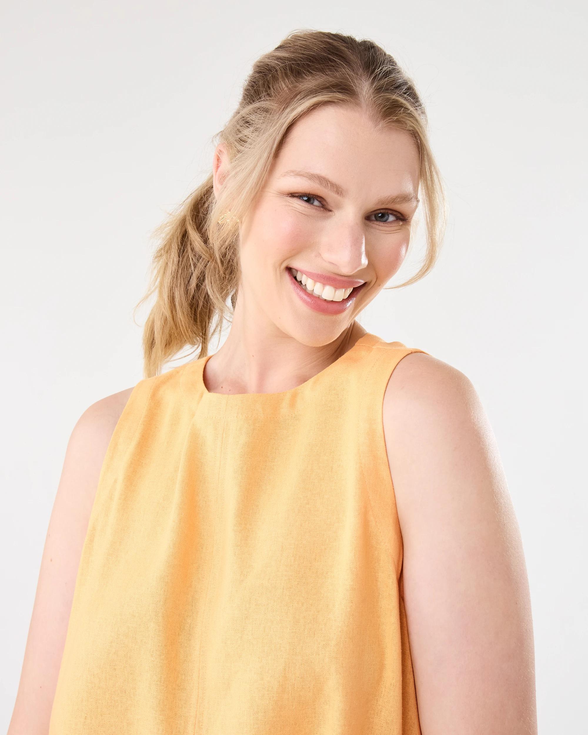 5 Sleeveless Linen Blend Swing Tank Papaya, 5 of 7