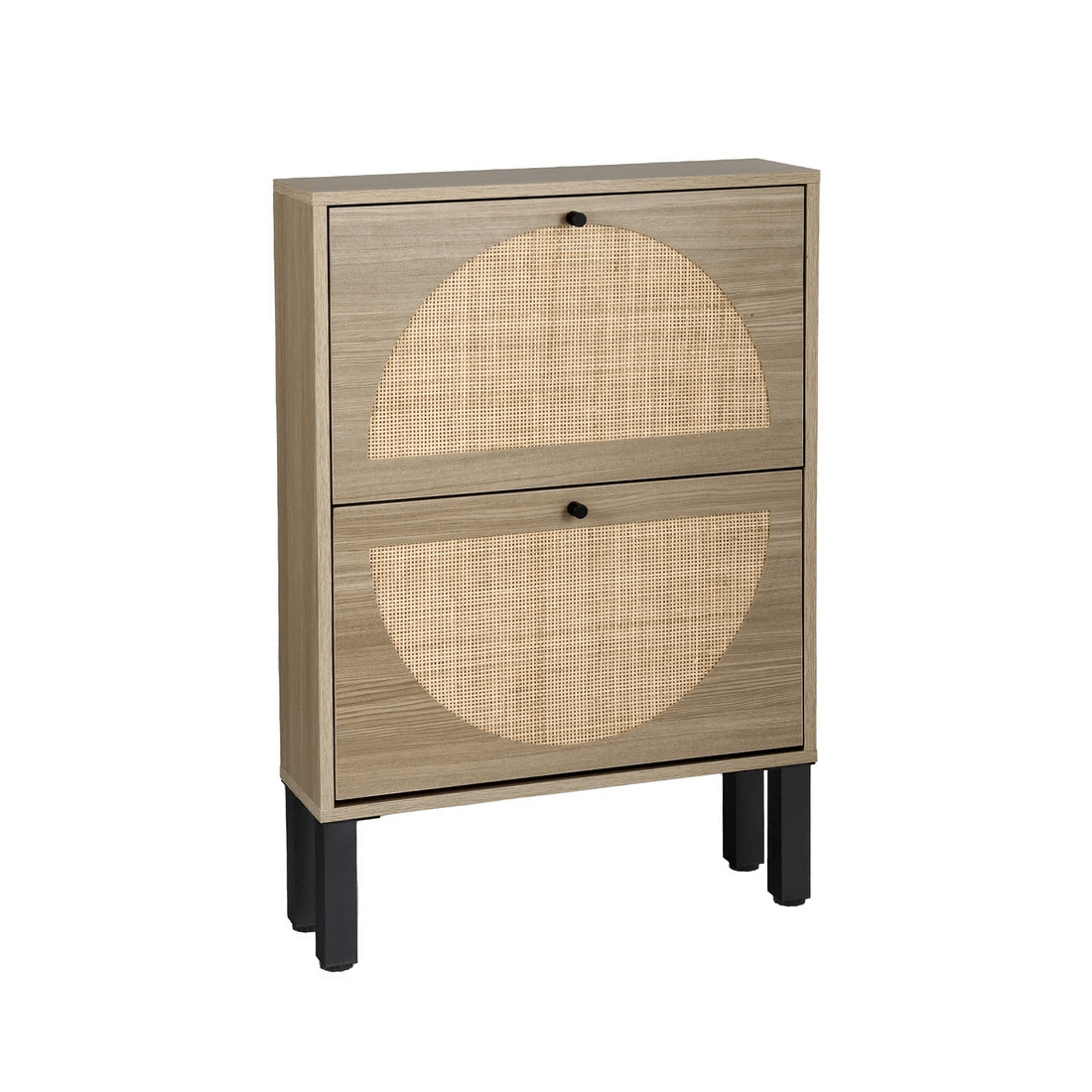 1 Artiss Shoe Rack Cabinet 2 Drawers Rattan 6 Pairs - Natural, 1 of 5