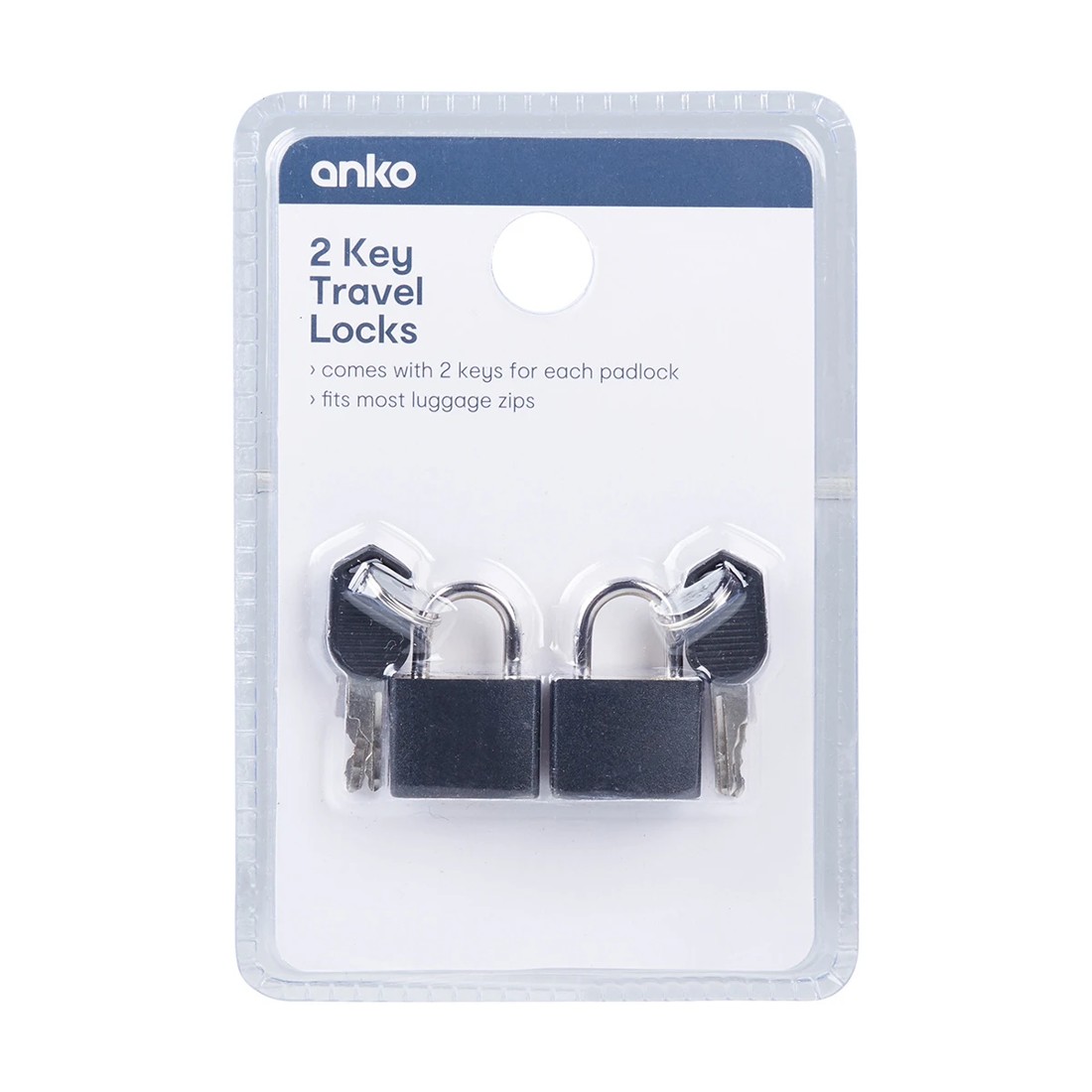 3 2 Key Travel Locks - Black, 3 of 3