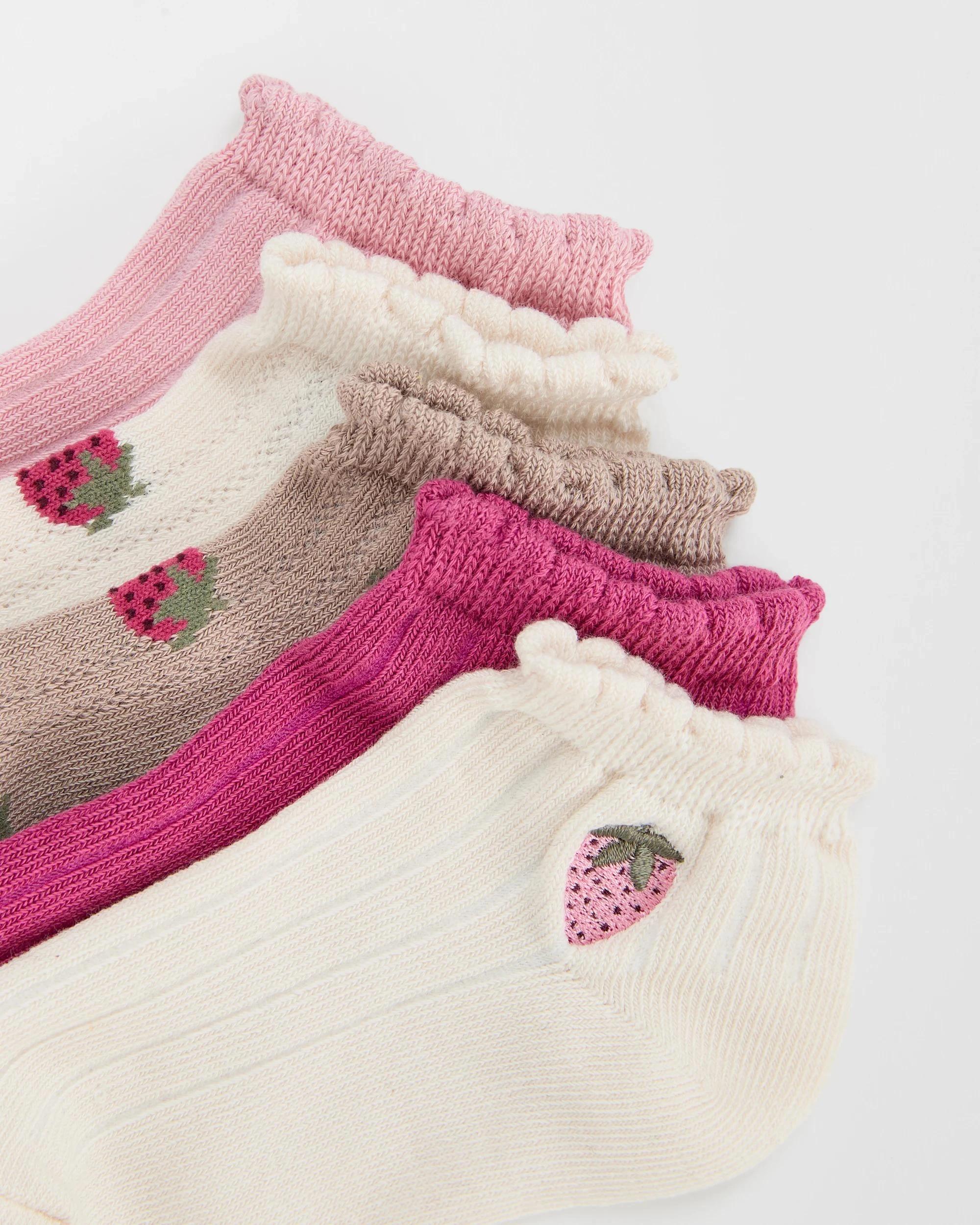 2 Maxx 5 Pack Girls Low Cut Sports Socks STRAWBERRIES, 2 of 3