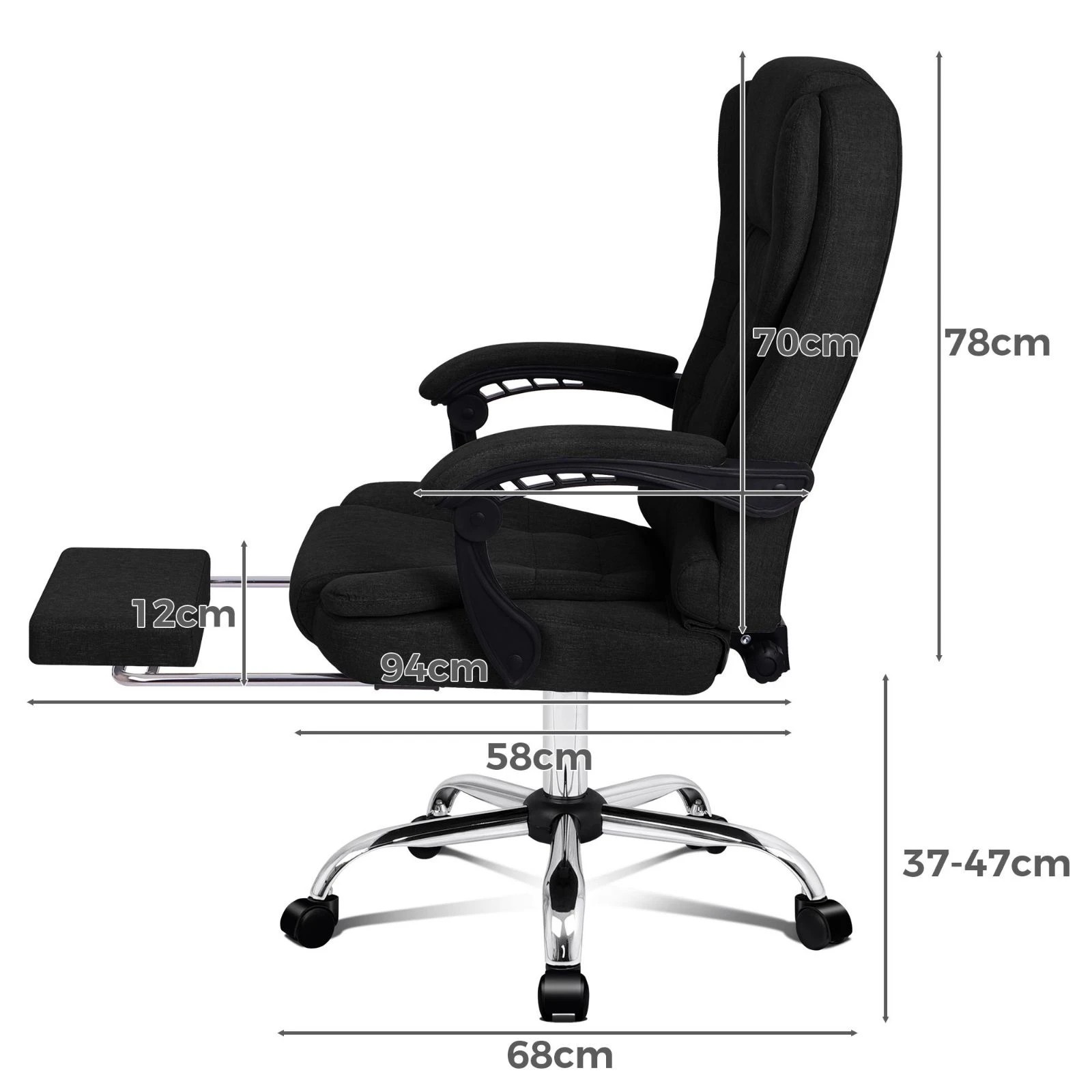 4 Alfordson Office Chair Gaming Executive Computer Racer Footrest Fabric - Black, 4 of 10