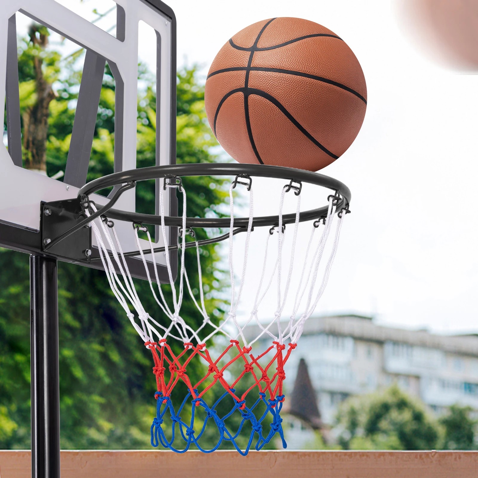 2 Costway 38CM Basketball Goal Rim Replacement Indoor Outdoor Wall Door Mounted Basketball Hoop, 2 of 2