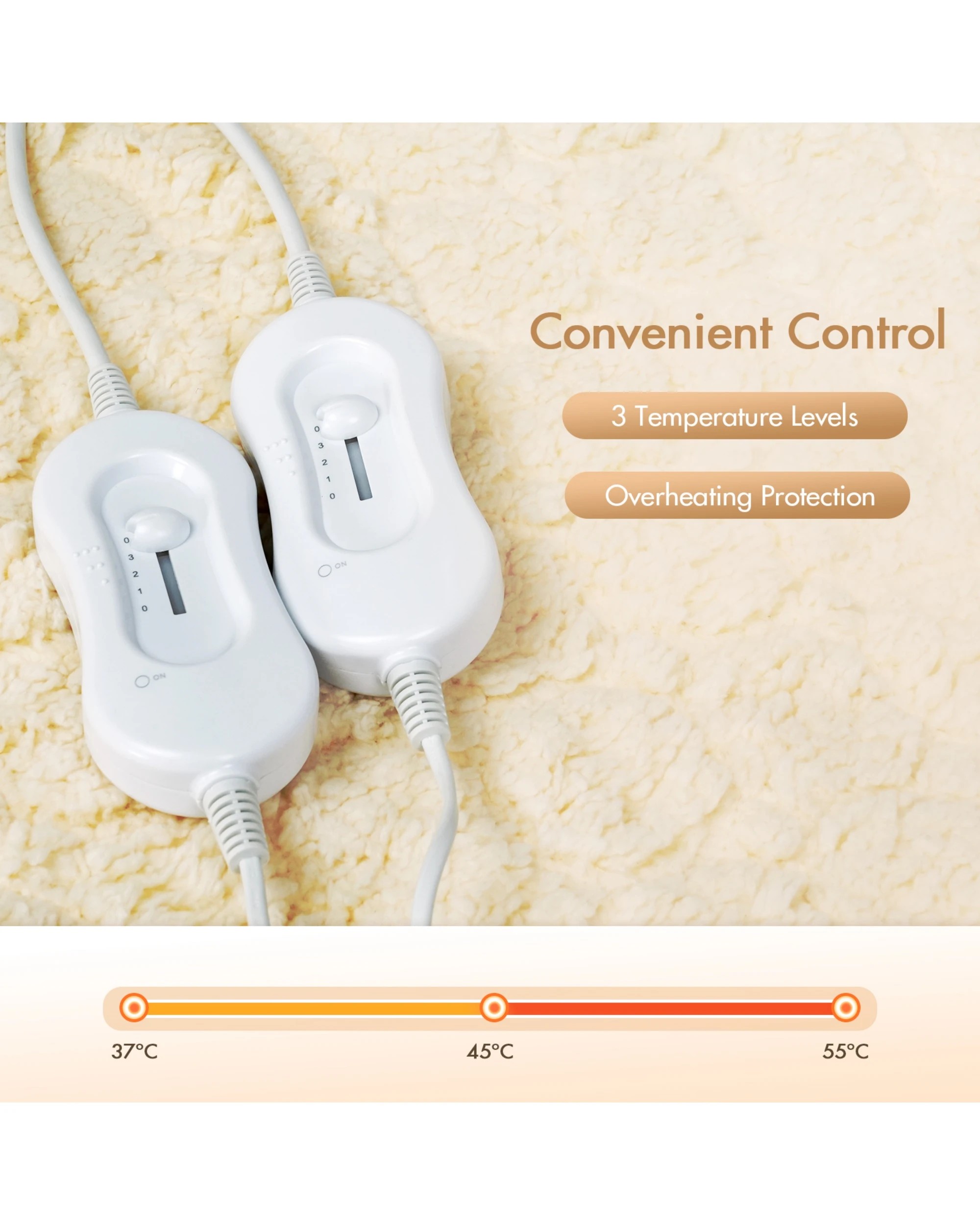 8 Advwin Double Size Electric Blanket Cotton Fluff Heated Mattress Pad With Dual Control 3 Heating Settings Beige, 8 of 9