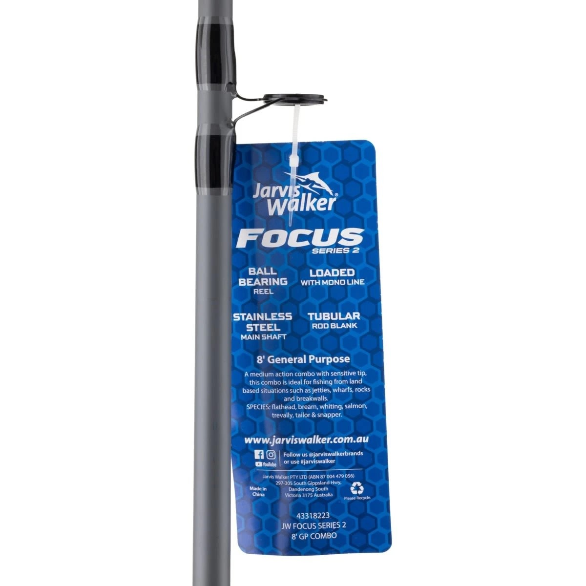 8 Jarvis Walker Focus Series 2 General Purpose Combo - 8ft., Black and Blue, 8 of 8