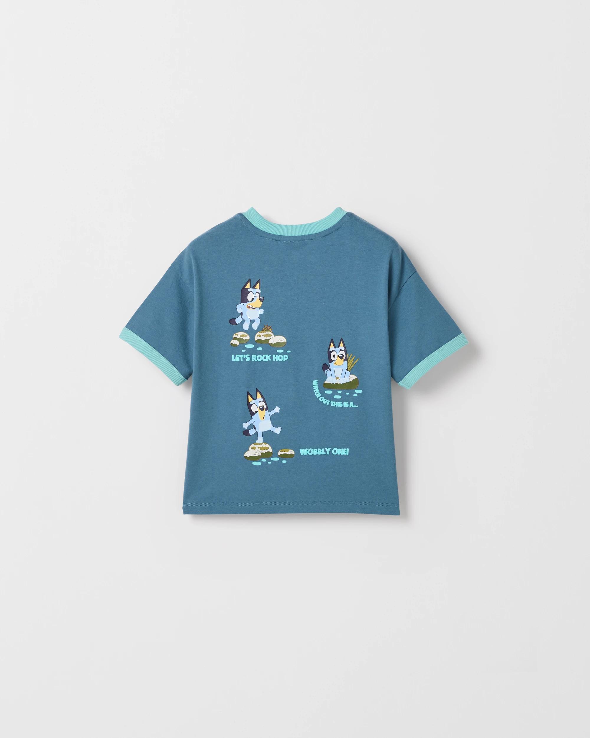 1 Bluey Australian Cotton Print T-Shirt BLUE STONE, 1 of 2