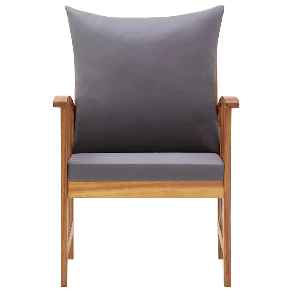 5 Vidaxl Garden Chairs With Cushions 2 Pcs Solid Acacia Wood - Grey, 5 of 10
