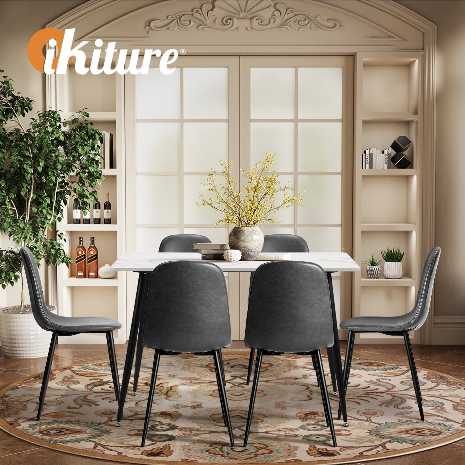 6 Oikiture 120cm Rectangle Dining Table With 6pcs Dining Chairs Pu
 - Multi, 6 of 10