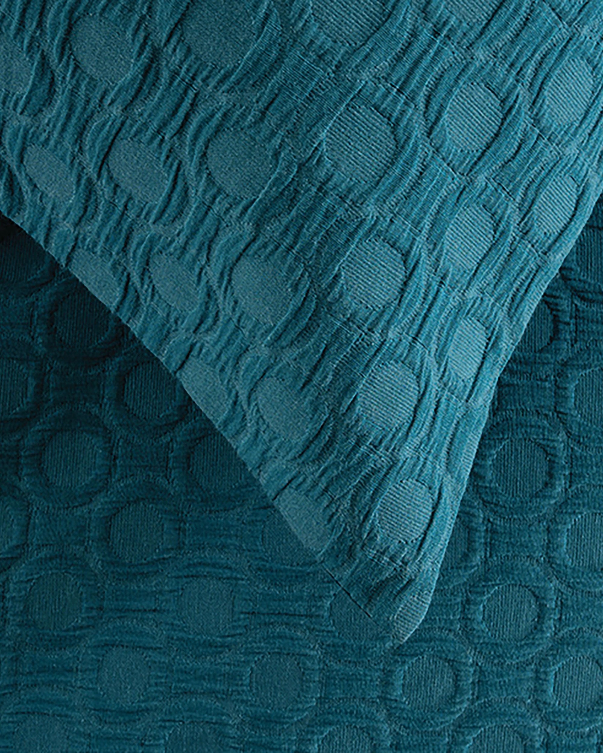 4 Bambury Luna Jacquard Cotton-Polyester Blend  Easy Care Machine Washable  Quilt Cover Set  Teal - King Bed - Blue, 4 of 4