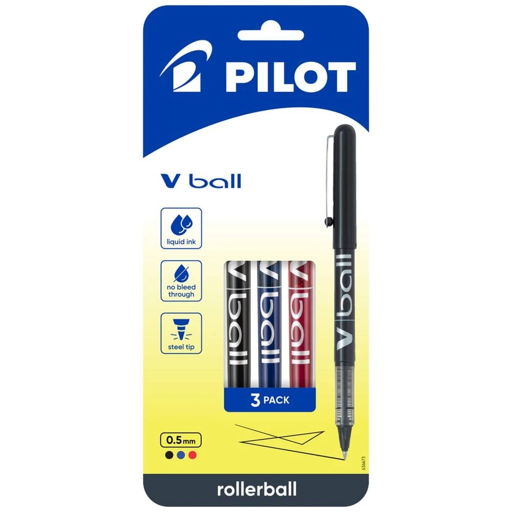 1 PILOT V Ball Extra Fine Rollerball Pen 0.5mm Assorted 3Pk, 1 of 6