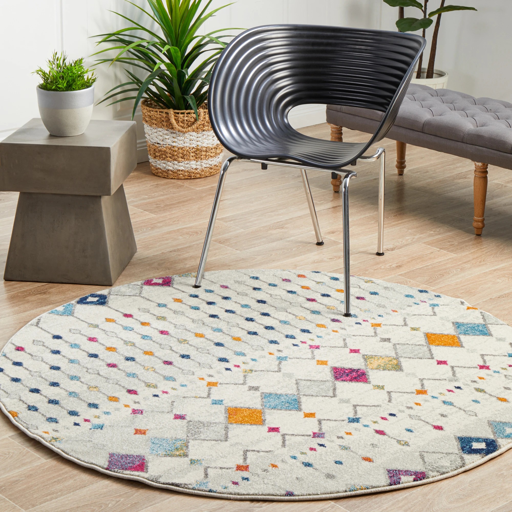 2 Common Ground Rugs Phantom 356 150x150cm - Small Round Rug - Natural, 2 of 8