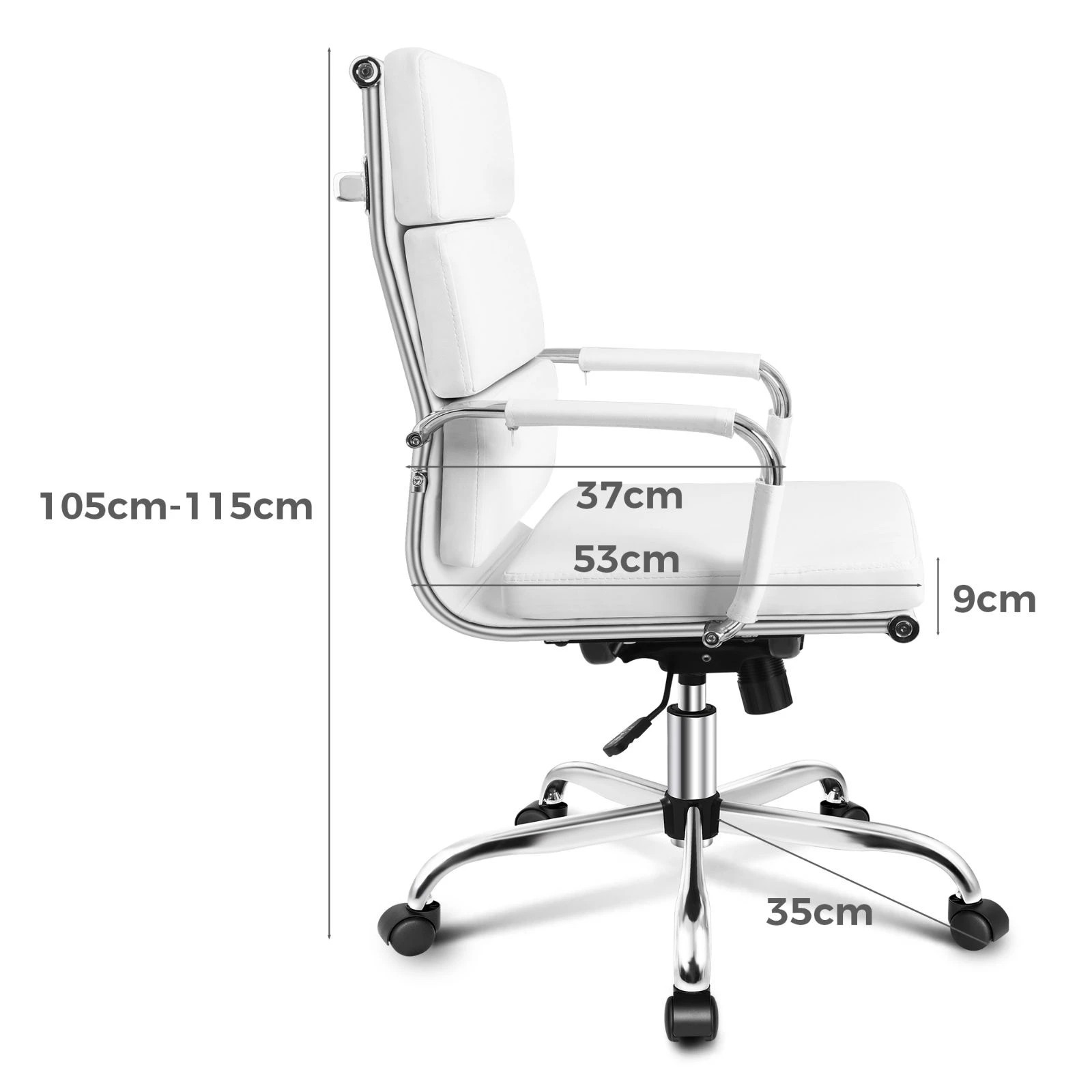 8 Alfordson Office Chair Ergonomic Paddings Executive Computer Work Seat High Back - White, 8 of 10