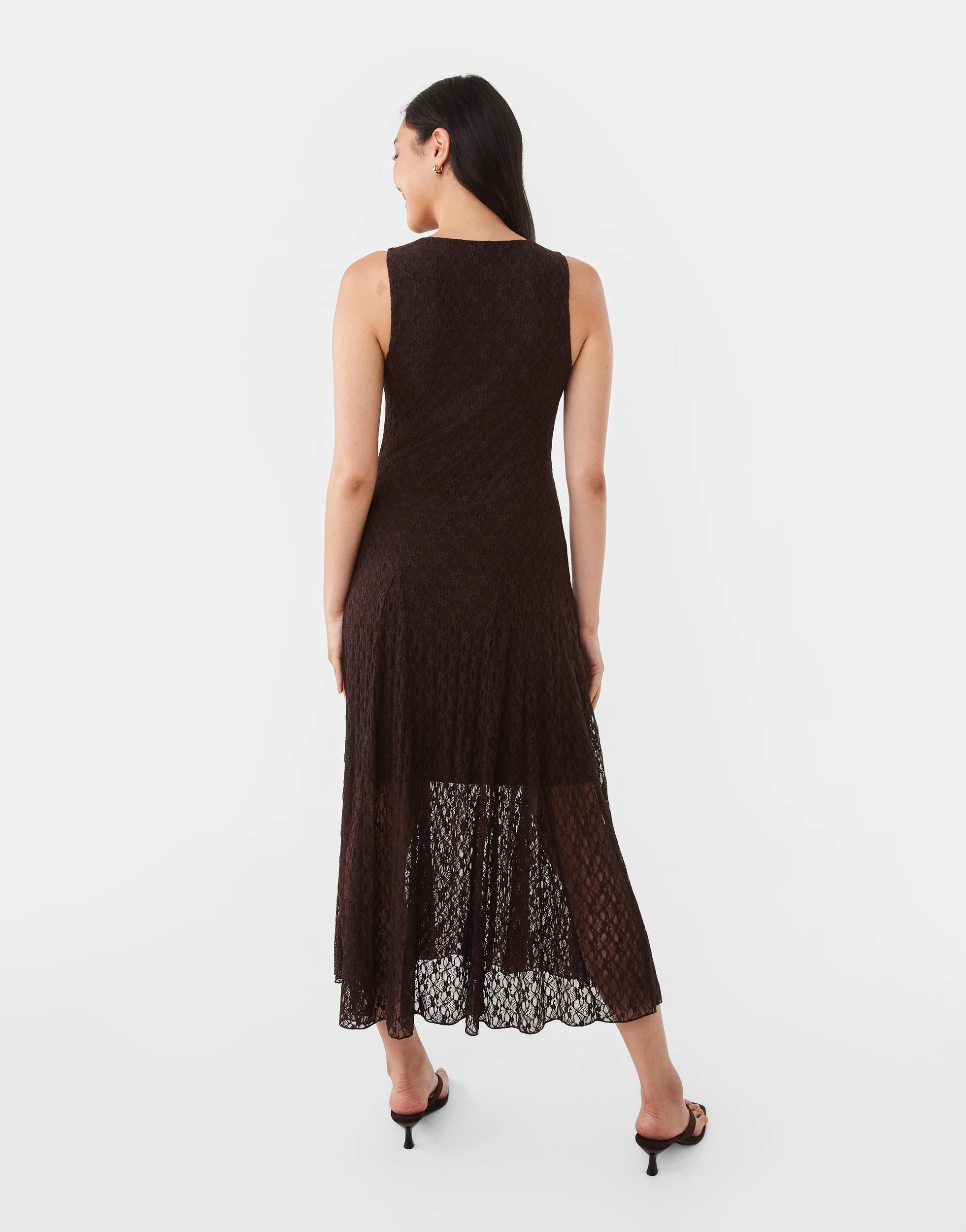 3 Sleeveless Lace Midi Dress Choc Plum, 3 of 6