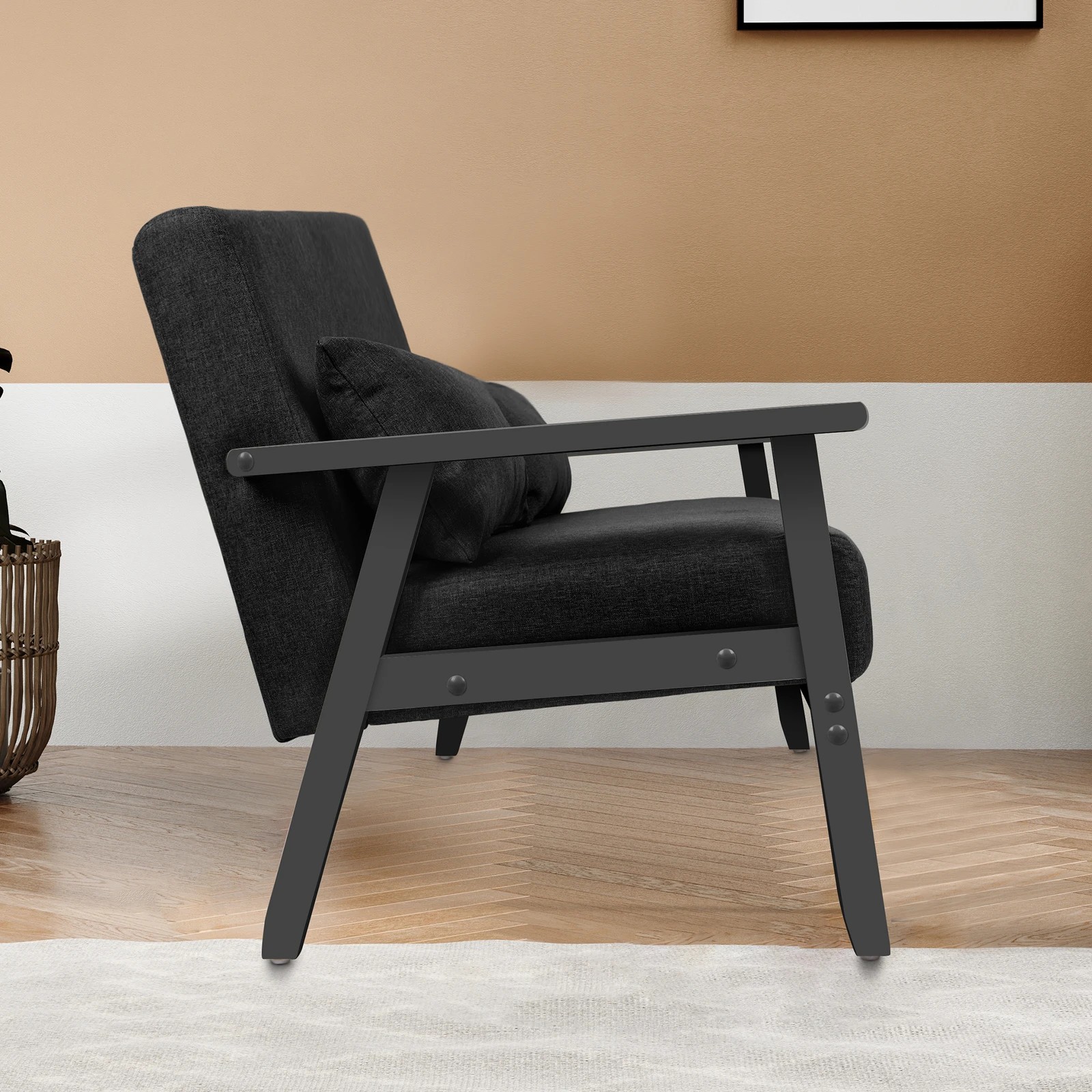 5 Alfordson 2 Seater Sofa Lounge Chair Fabric Armchair Accent Chair Loveseat - Black, 5 of 10