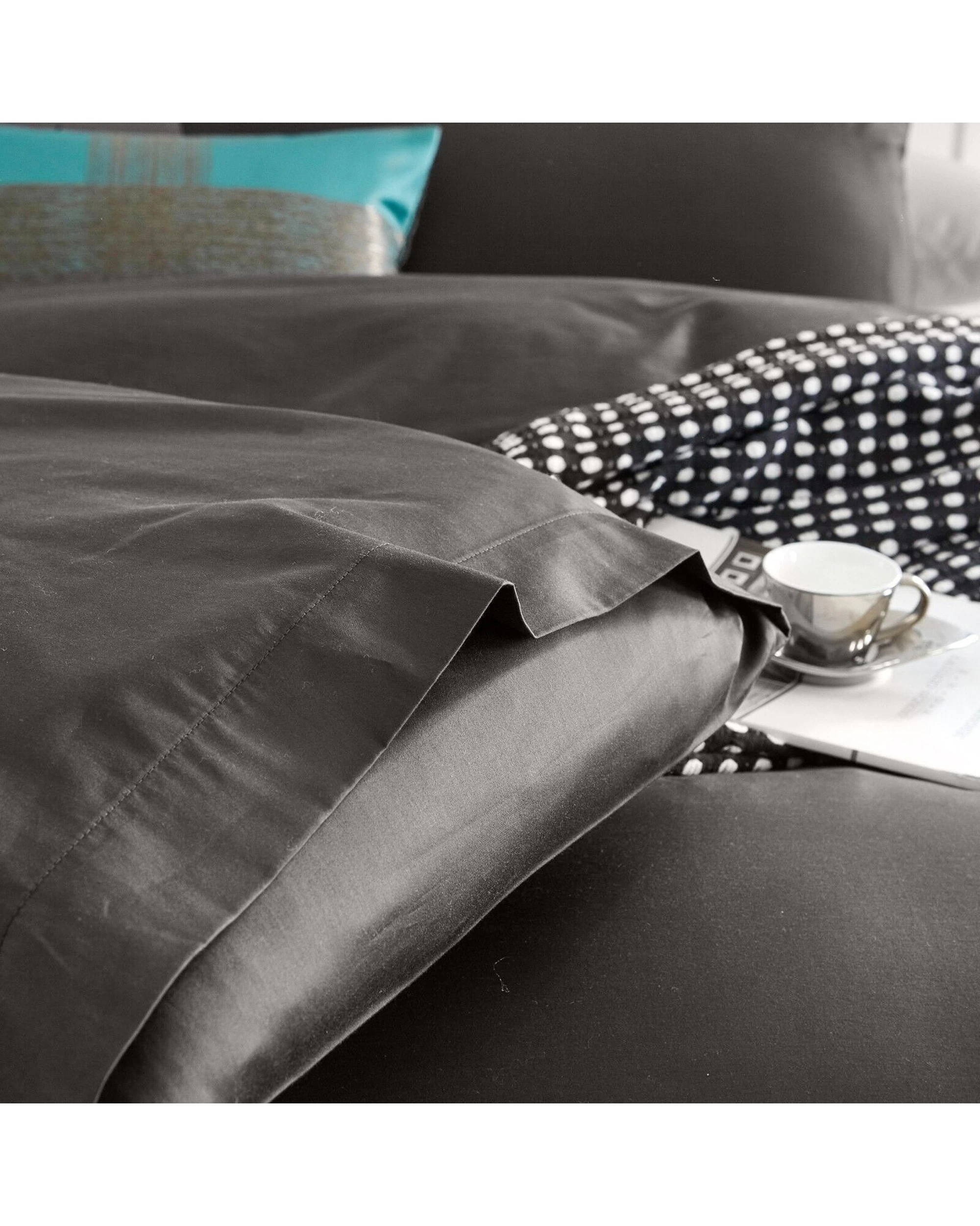 4 Cotton More 2pc 100% Cotton 650TC Sateen Pillowcase Set 48x73cm Dark - Grey, 4 of 4