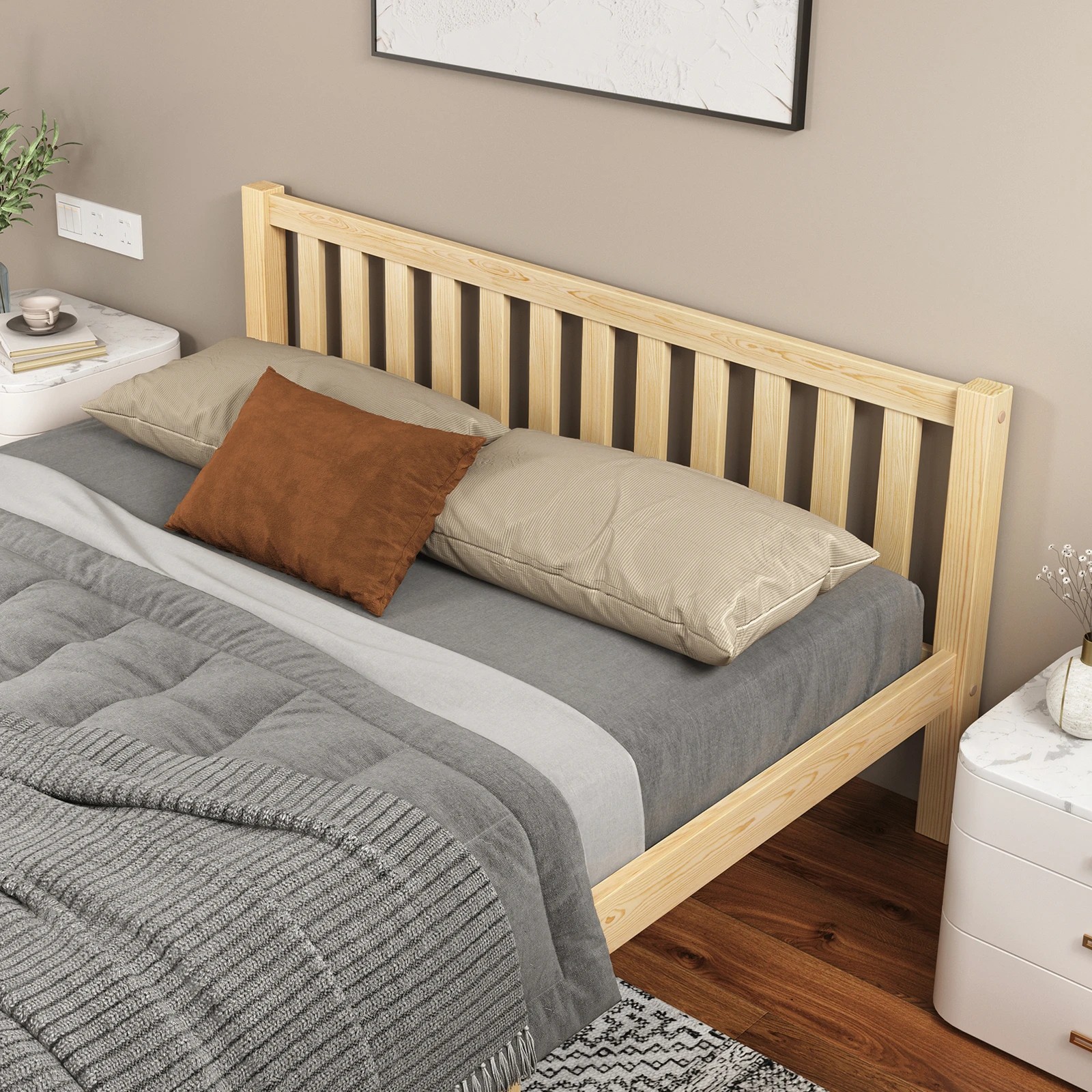 5 Alfordson Bed Frame Wooden Timber Queen Size Mattress Base Platform Fenella - Natural, 5 of 10