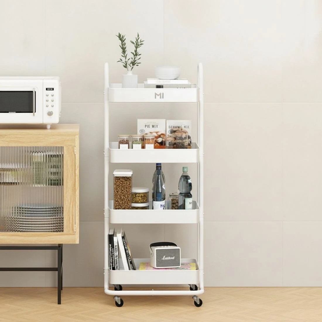 5 Artiss Storage Trolley Kitchen Cart 4 Tiers - White, 5 of 5