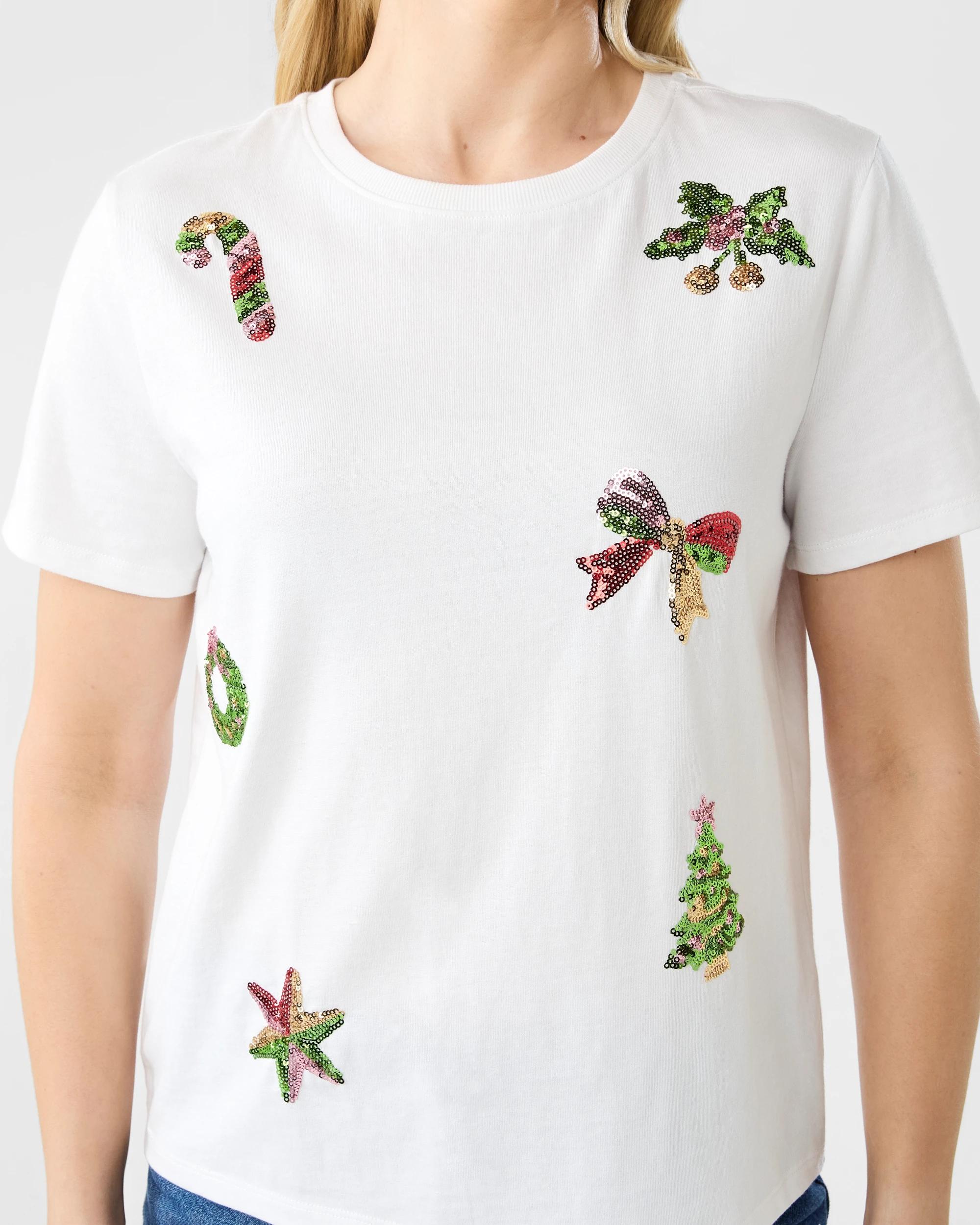 5 Short Sleeve Oversized Sequin T-shirt Xmas Cld, 5 of 5