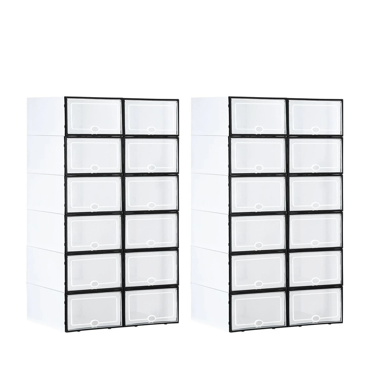 1 Ausway 24PCS Plastic Shoe Display Cases Stackable Storage Organiser Box White, 1 of 1