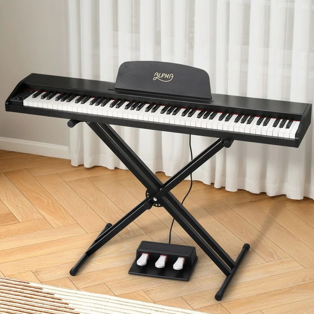 7 Alpha 88 Keys Digital Piano Keyboard Electronic w/ Stand - Black, 7 of 7
