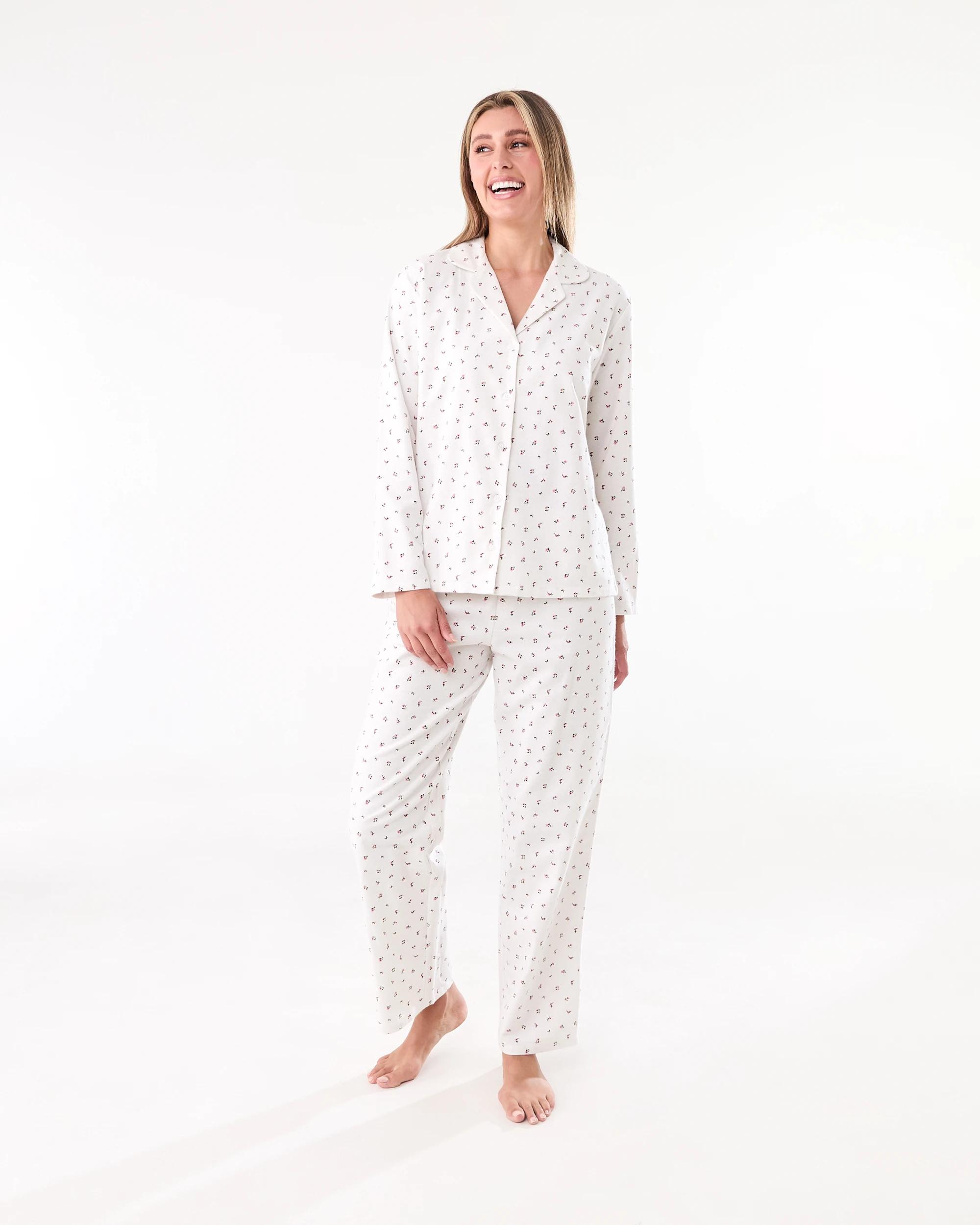 1 Cotton Flannel Pyjama Set Rose Ditsy, 1 of 7