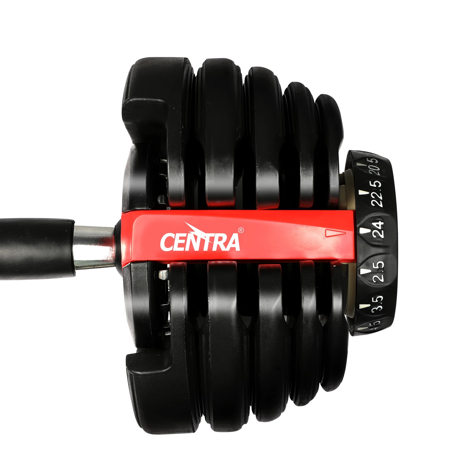 4 Centra 24kg Adjustable Dumbbell Single Weight Plates Home Gym Fitness Exercise, 4 of 7